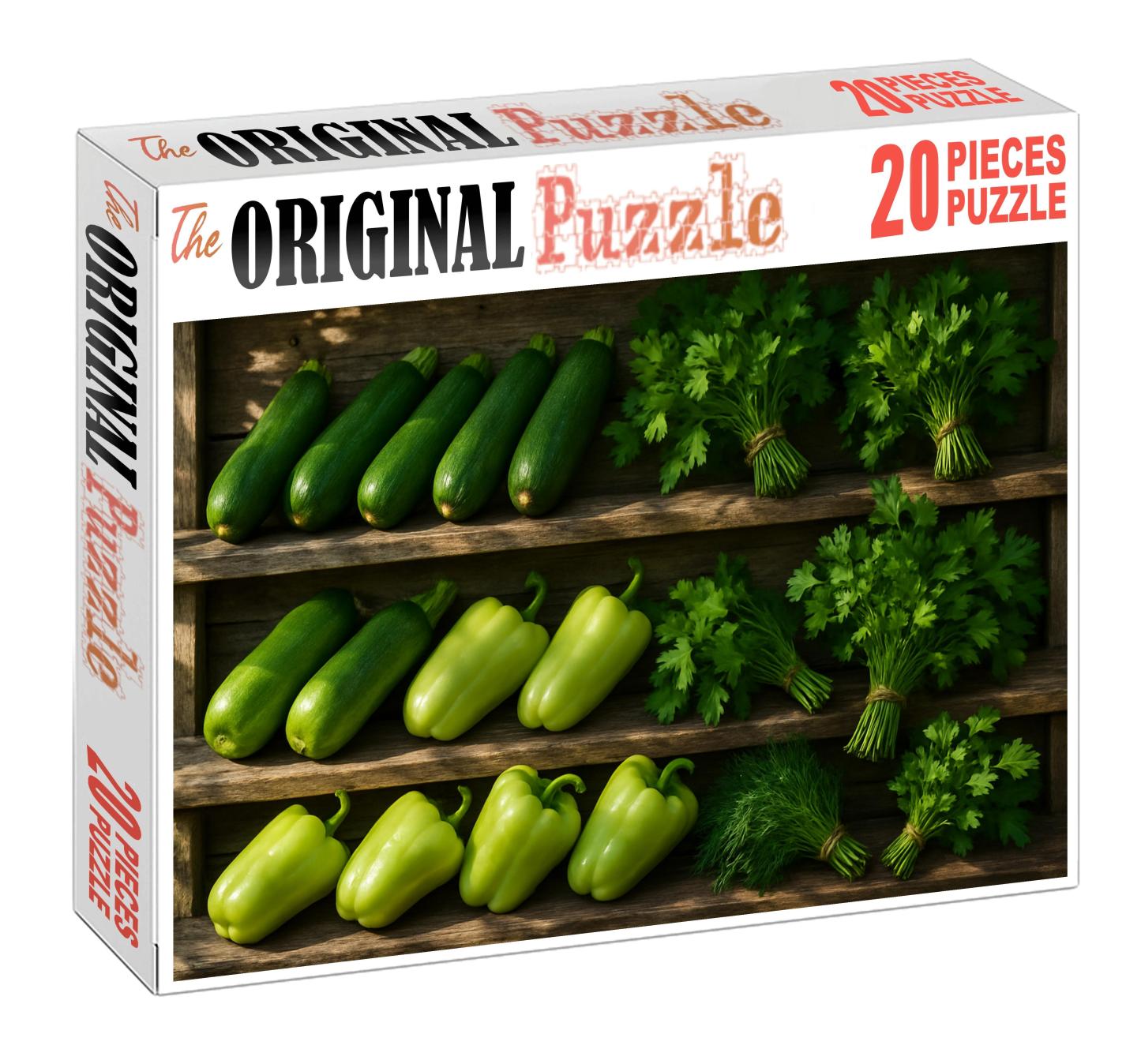 Green Market Fresh Zucchini Green Peppers And Fresh Herb Bounty 100 Piece Puzzle