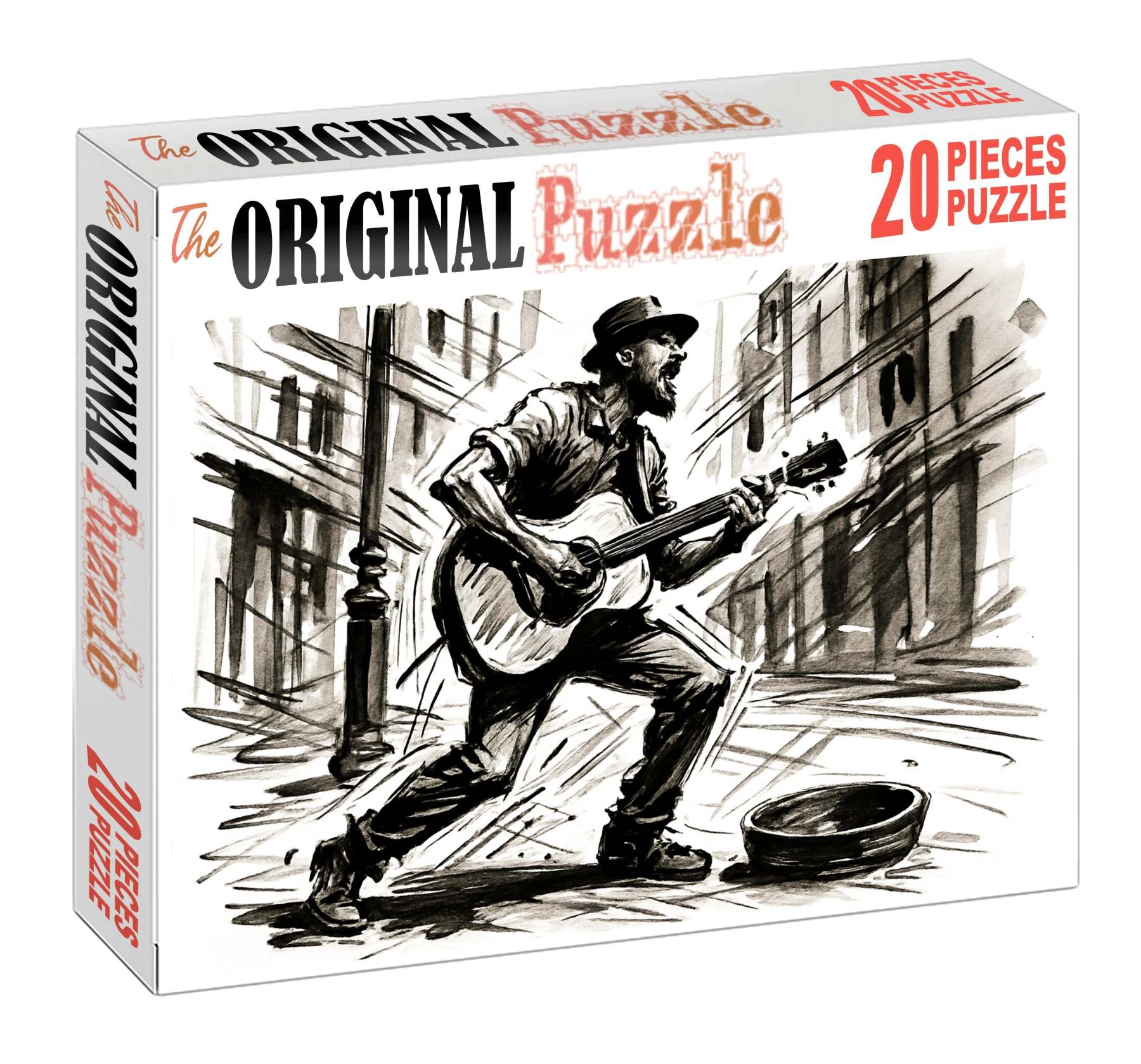 Dynamic Street Performer Sketch Bold Brush Pen Illustration With Energetic Lines Large Format Puzzle
