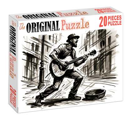 Dynamic Street Performer Sketch Bold Brush Pen Illustration With Energetic Lines Large Format Puzzle