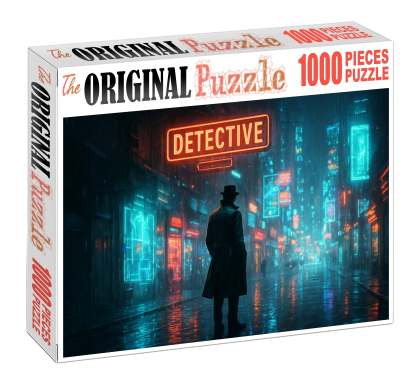 Synthwave Noir Retro Futurism Meets Moody Detective Tales 50 Piece Puzzle
