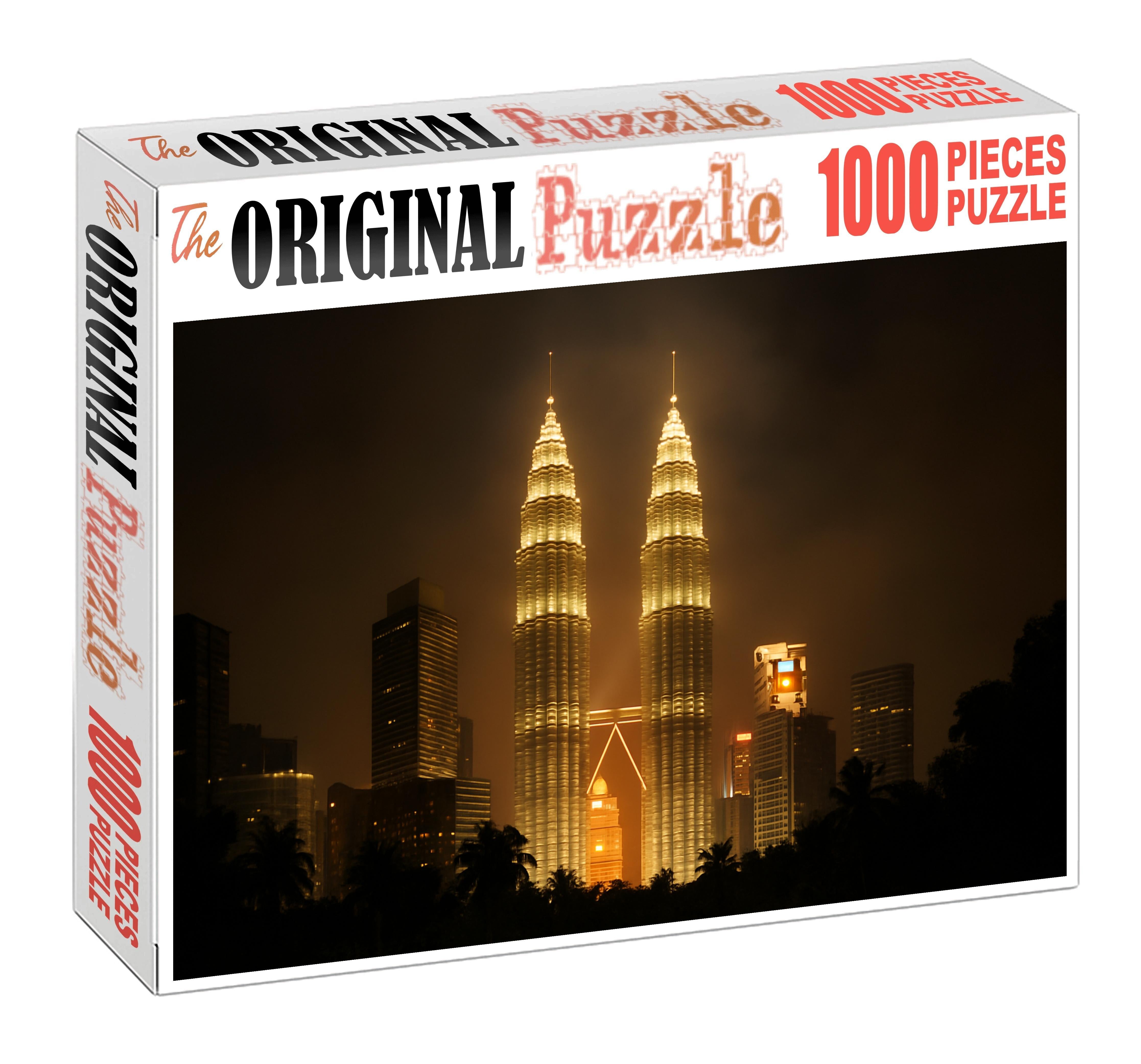 Kuala Lumpur City Centre Skyline The Twin Petronas Towers Dominating A Tropical Urban Setting Puzzle Challenge