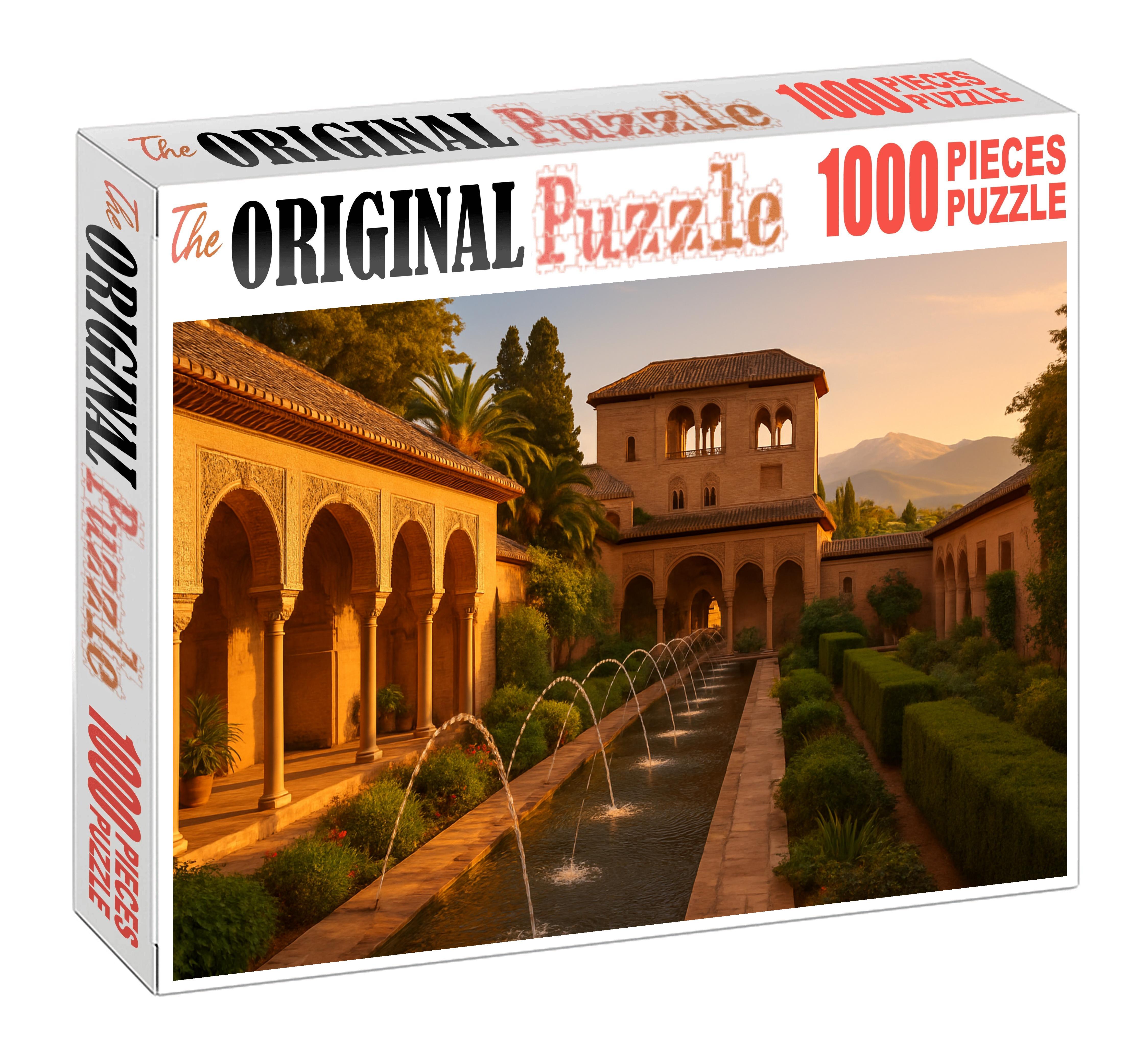 Moorish Alhambra Palace Perched In Granada Spain Admired By 7450 For Its Intricate Islamic Artistry And Serene Gardens 20 Piece Puzzle