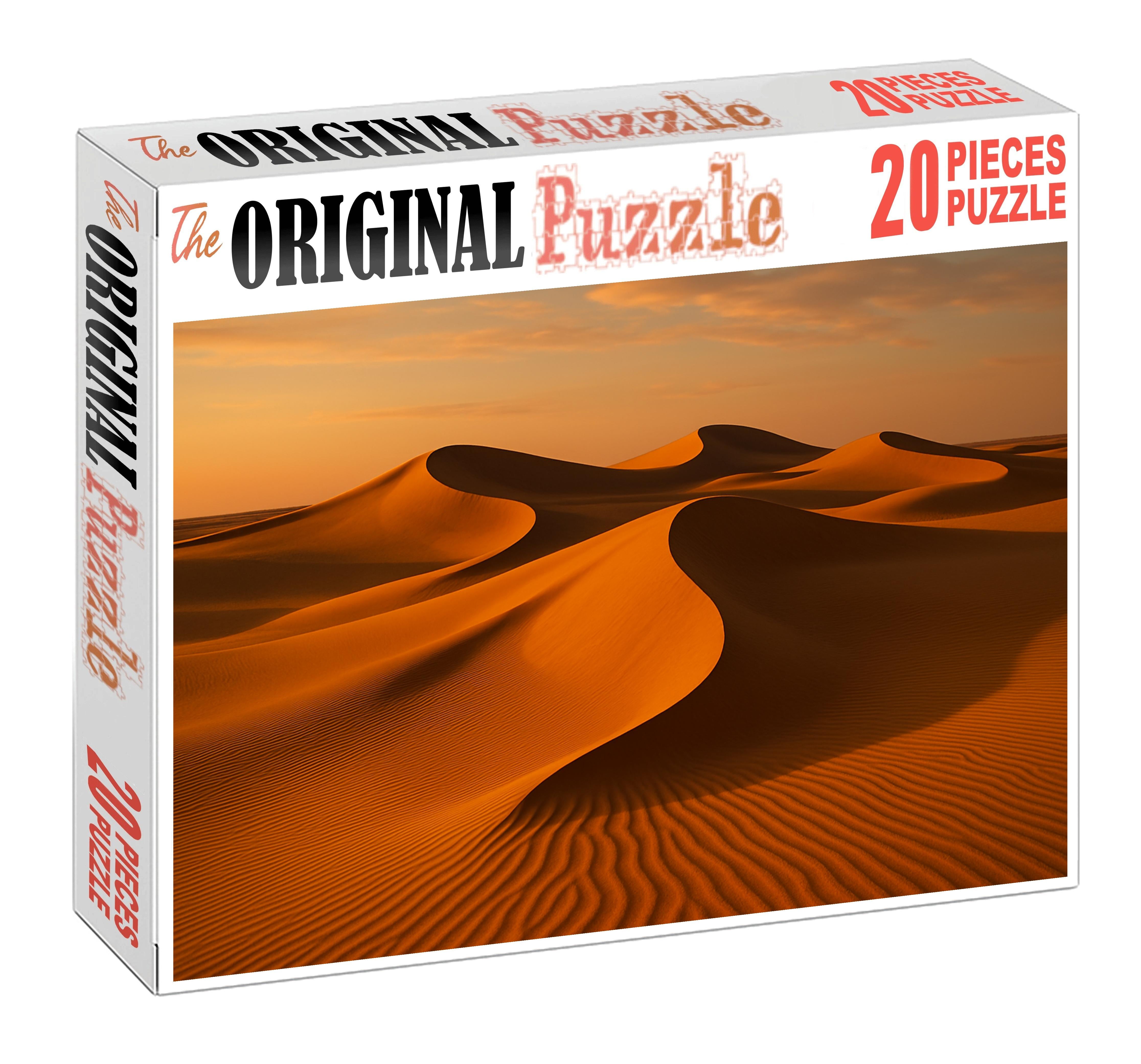 Amber Crescent Glistening Barchan Dunes At Sunset Puzzle Challenge