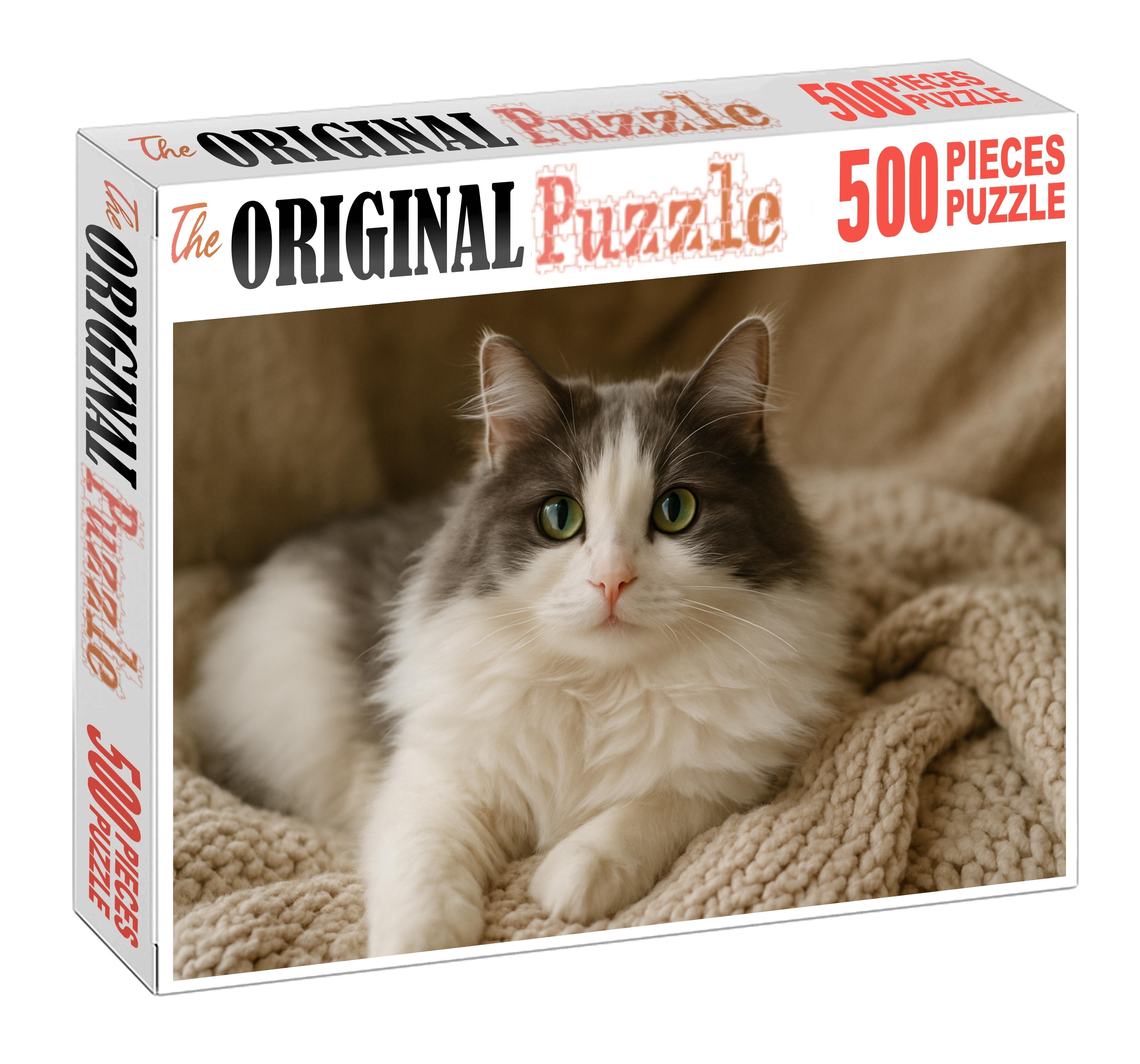 Silken Cloud Plush White And Grey Bicolor With Loving Disposition Mini Puzzle