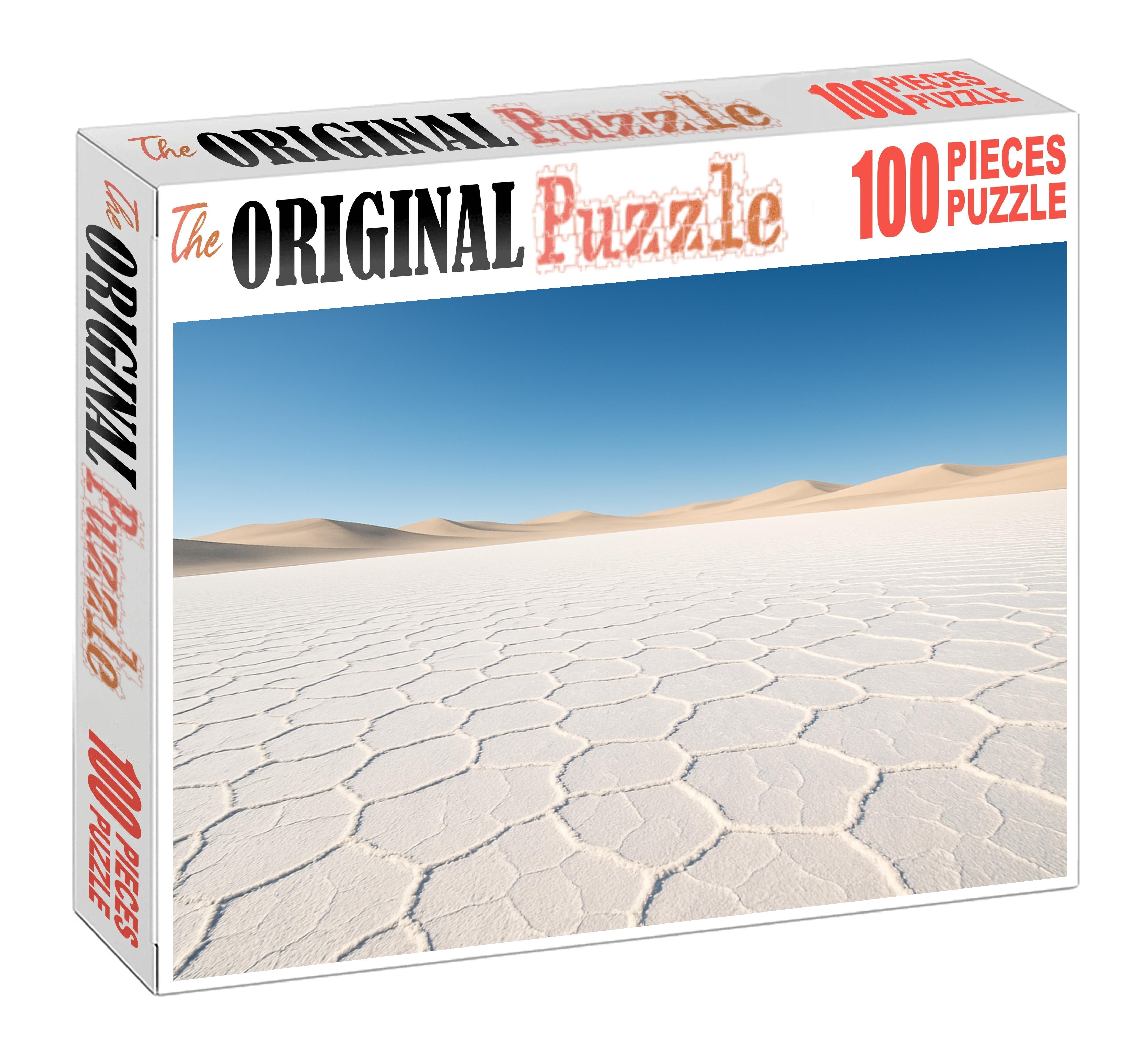 Silver Mirage Flats Glittering Salt Pan Under Midday Sun Premium Puzzle Pieces