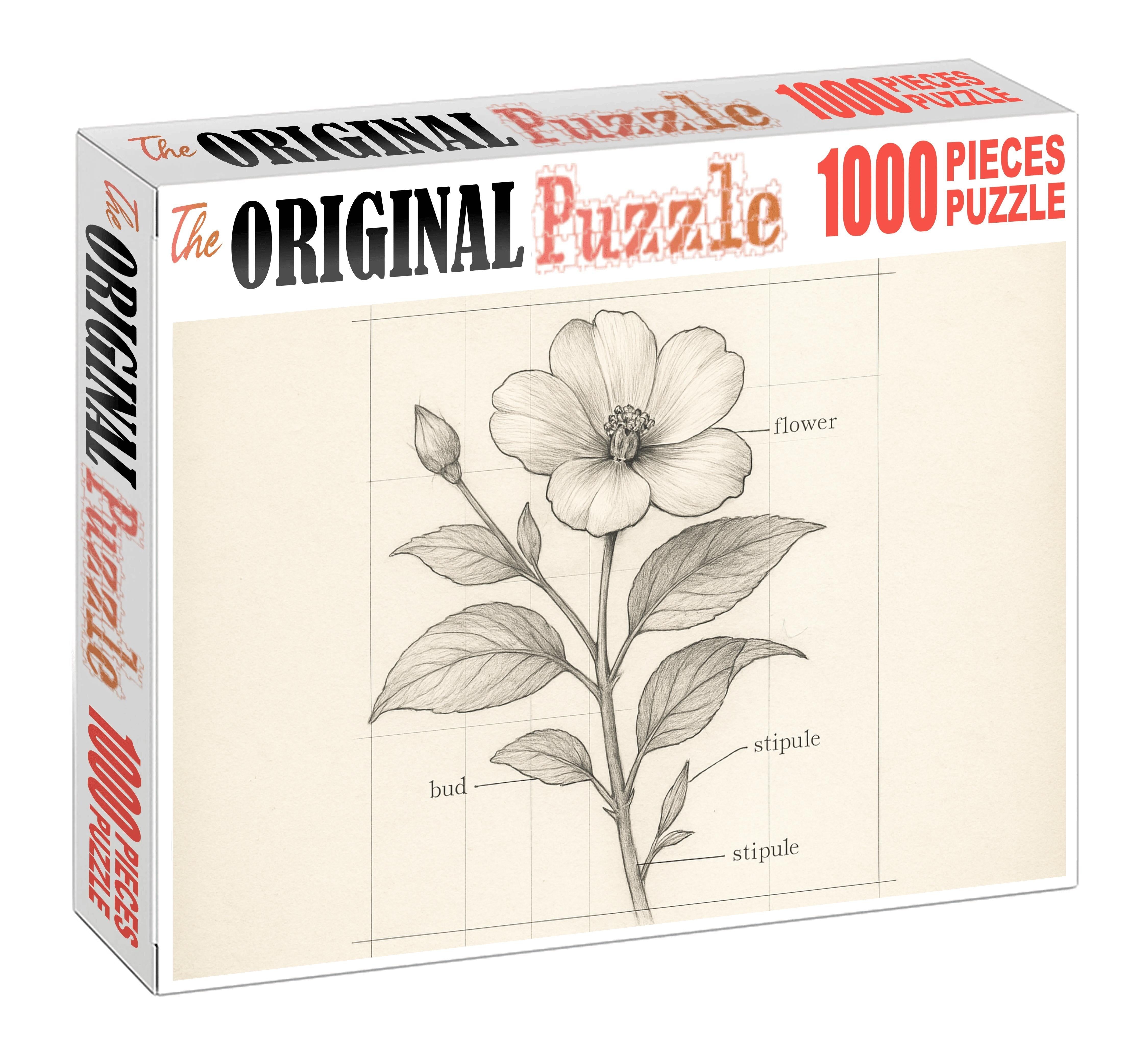 Technical Flora Diagram Precise Pencil And Ruler Lines Custom Jigsaw Puzzle