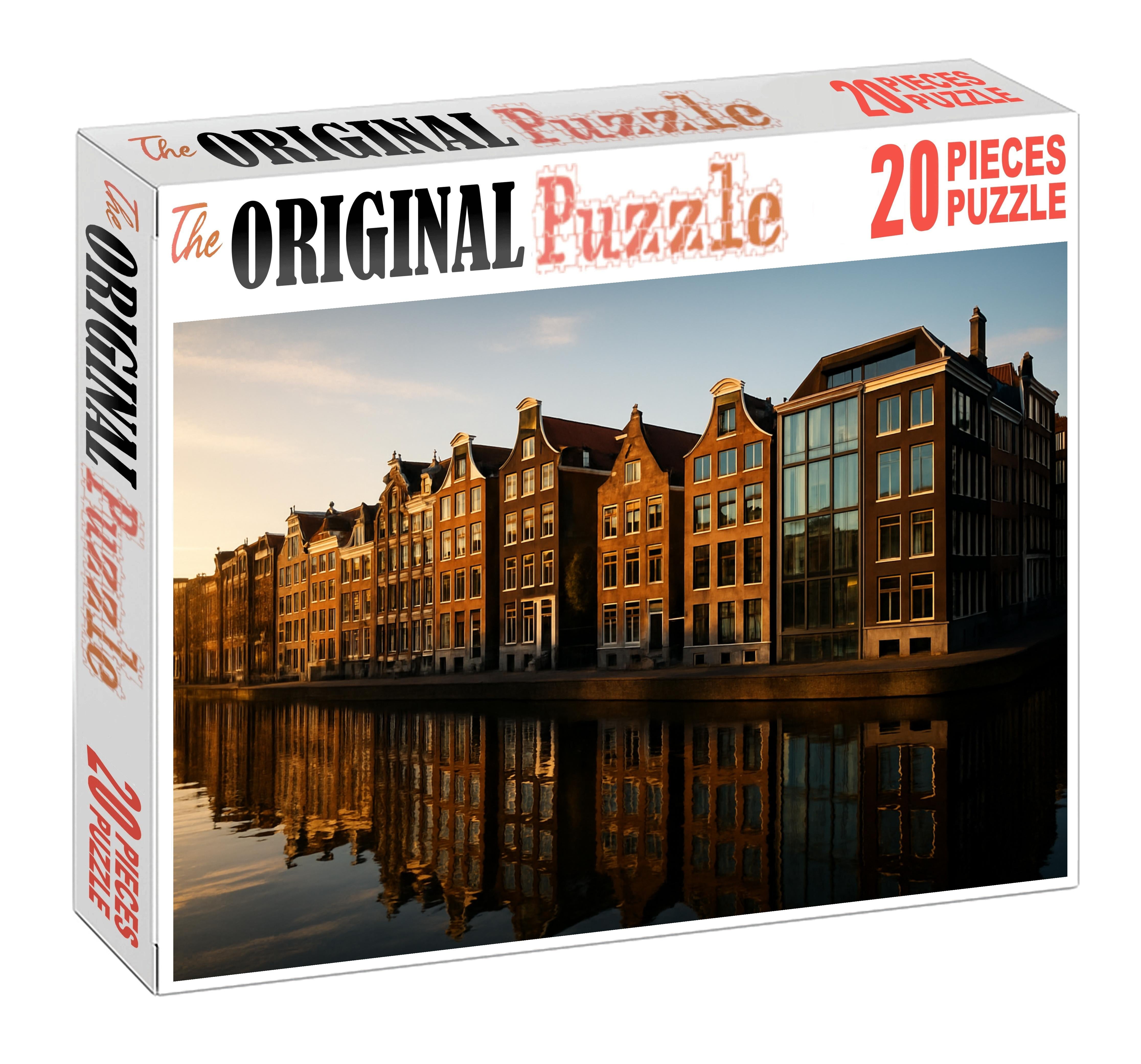Amsterdam Waterfront Skyline Historic Canals Meet Contemporary Silhouettes 100 Piece Puzzle