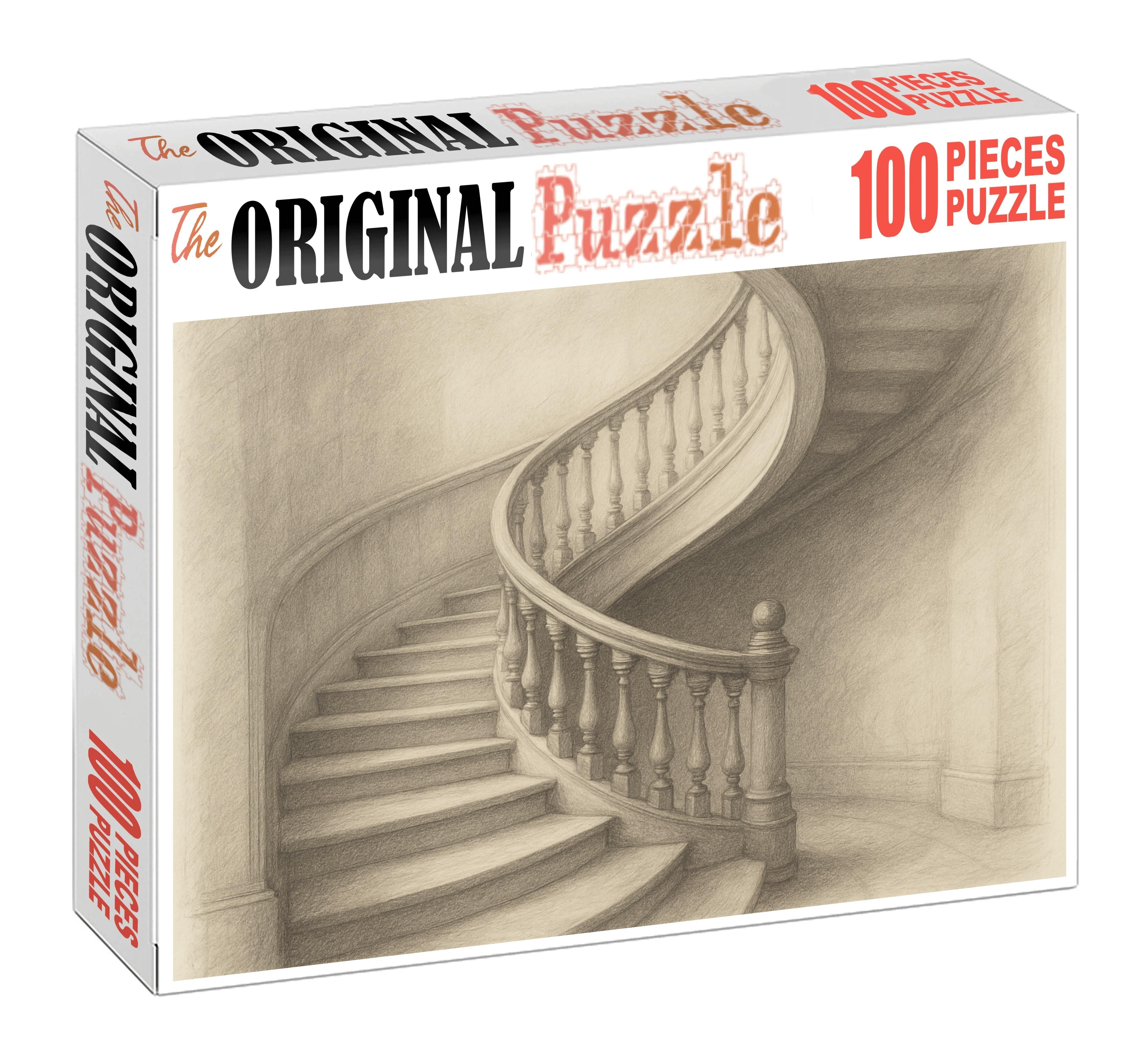 Architectural Spiral Staircase Delicate Pencil Lines And Gradual Shading Large Format Puzzle