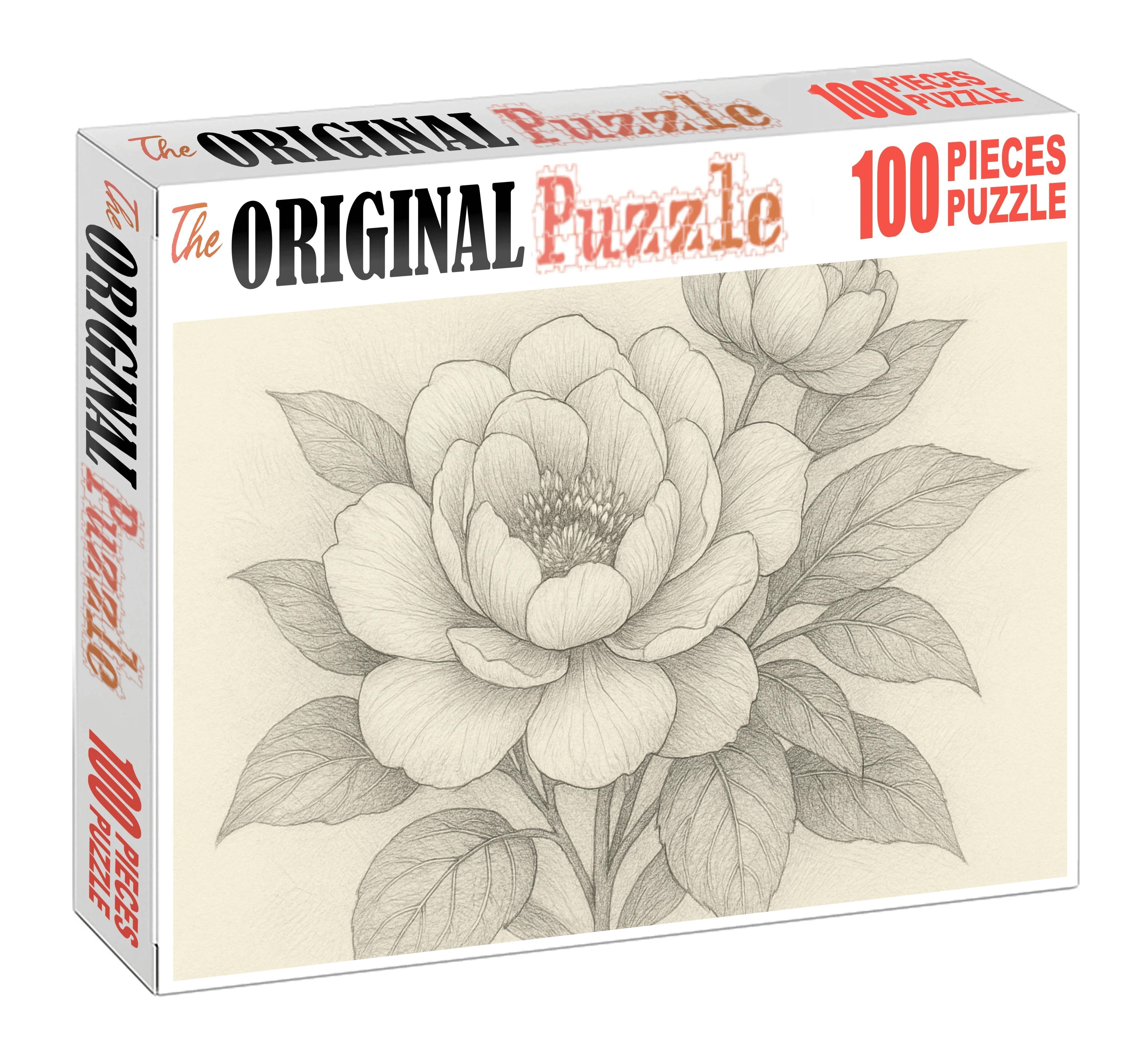 Intricate Floral Pattern Study Delicate Graphite Line Art With Layered Detail Mini Puzzle