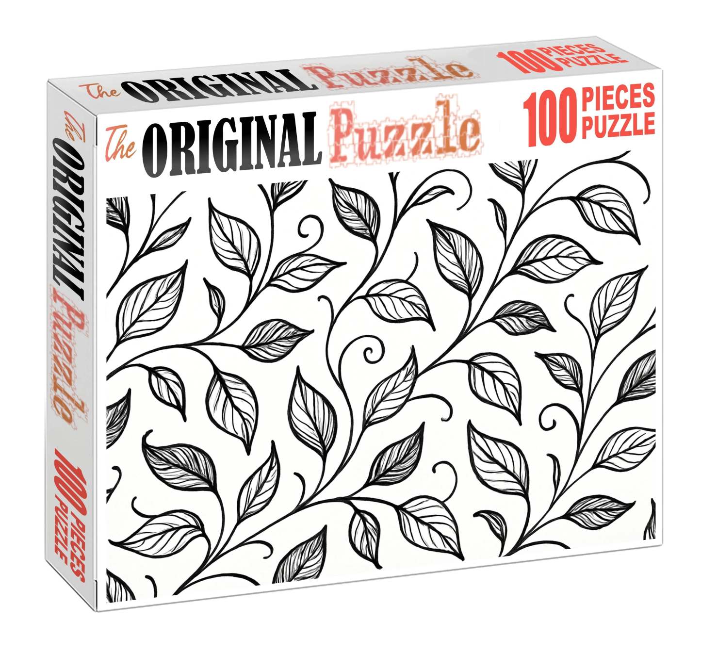 Abstract Botanical Line Art Minimalist Pen Drawing Of Stylized Leaves And Vines Large Format Puzzle