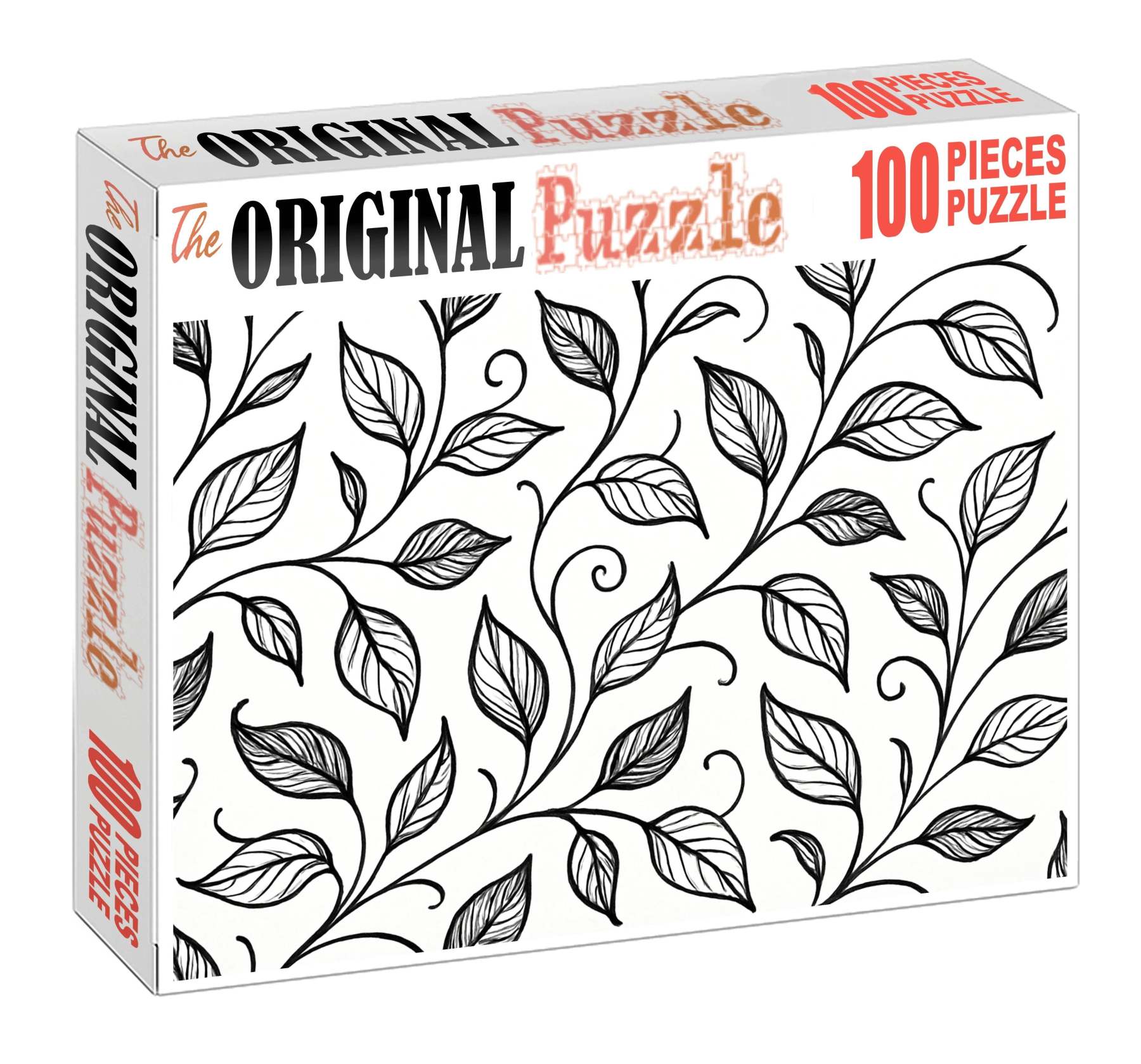 Abstract Botanical Line Art Minimalist Pen Drawing Of Stylized Leaves And Vines Large Format Puzzle