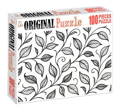 Abstract Botanical Line Art Minimalist Pen Drawing Of Stylized Leaves And Vines Large Format Puzzle