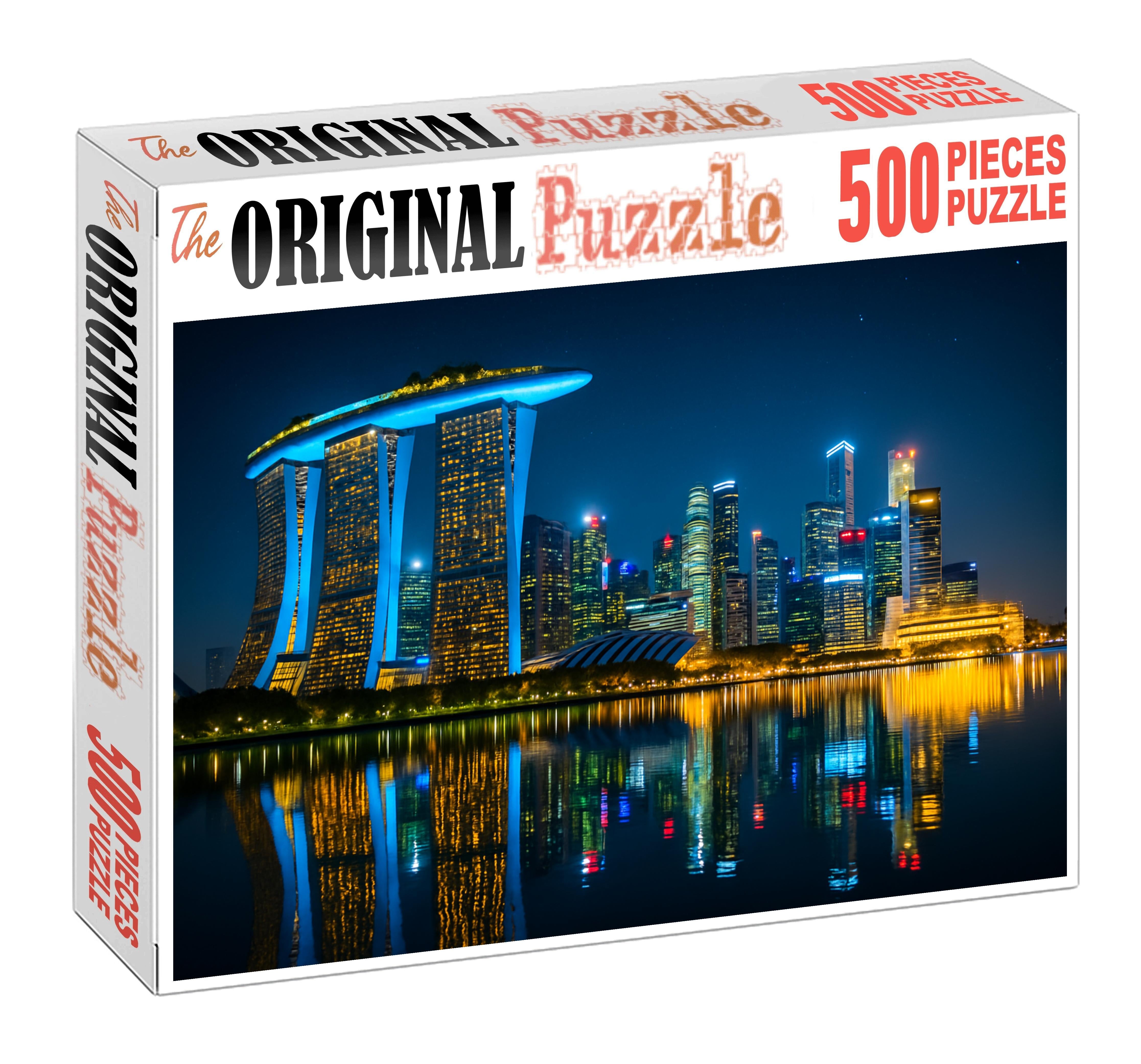 Singapore Marina Bay Skyline Globally Ranked Among The Top Iconic Waterfront Skylines 300 Piece Puzzle