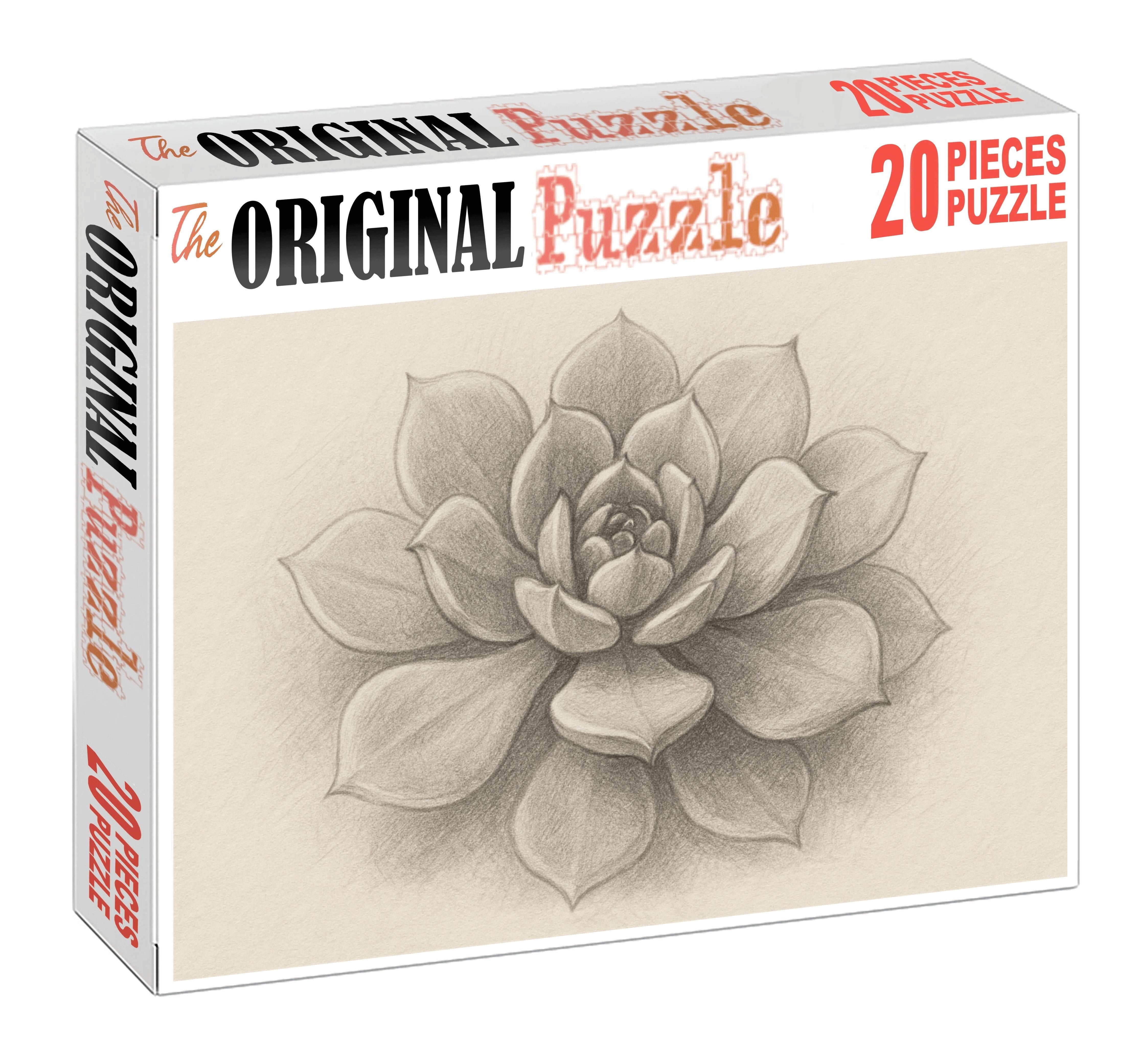 Botanical Portrait Of Succulent Growth Soft Graphite Rendering With Layered Shading 1000 Piece Puzzle