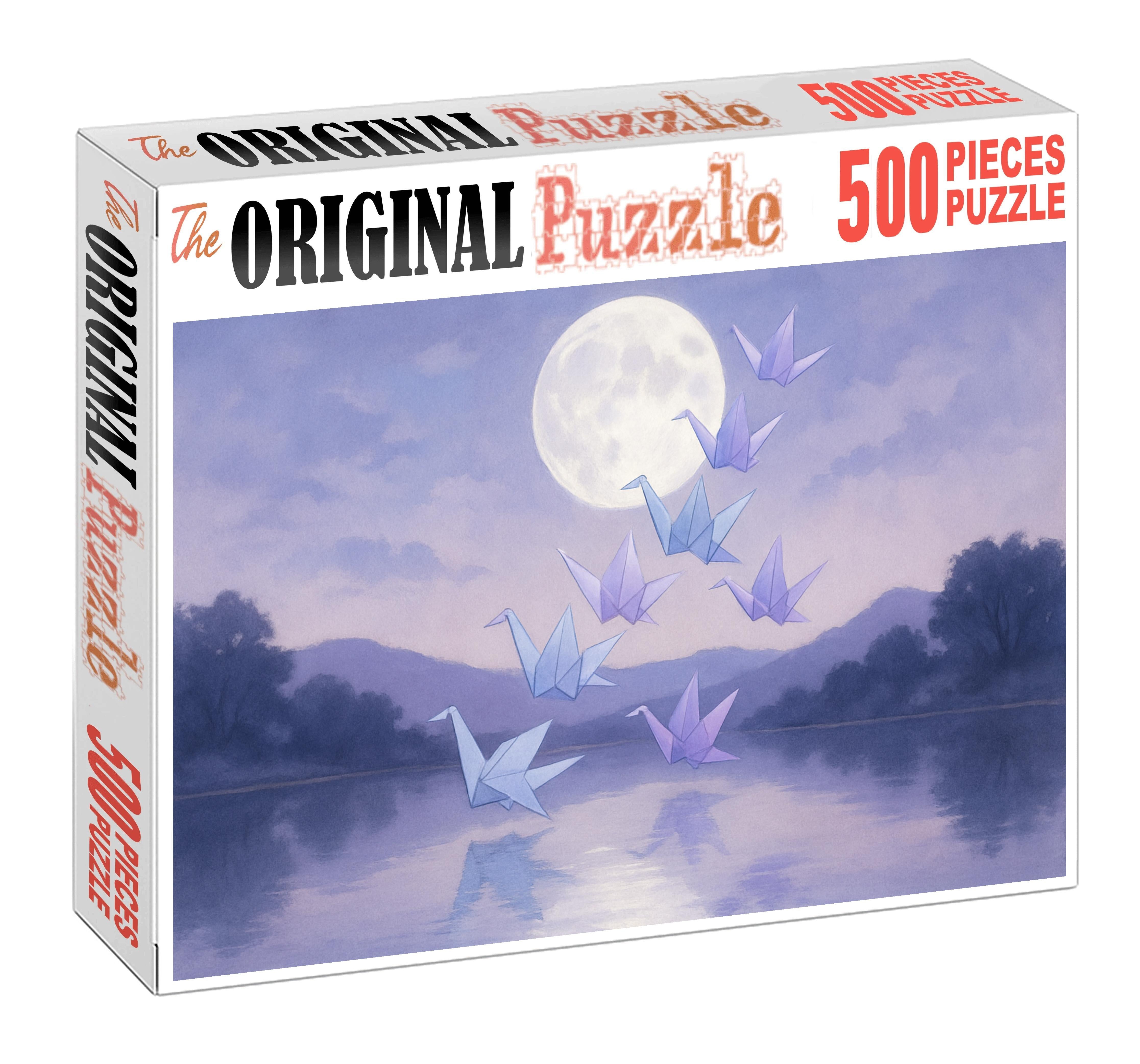 Moonlit Symphony Of Paper Cranes 50 Piece Puzzle