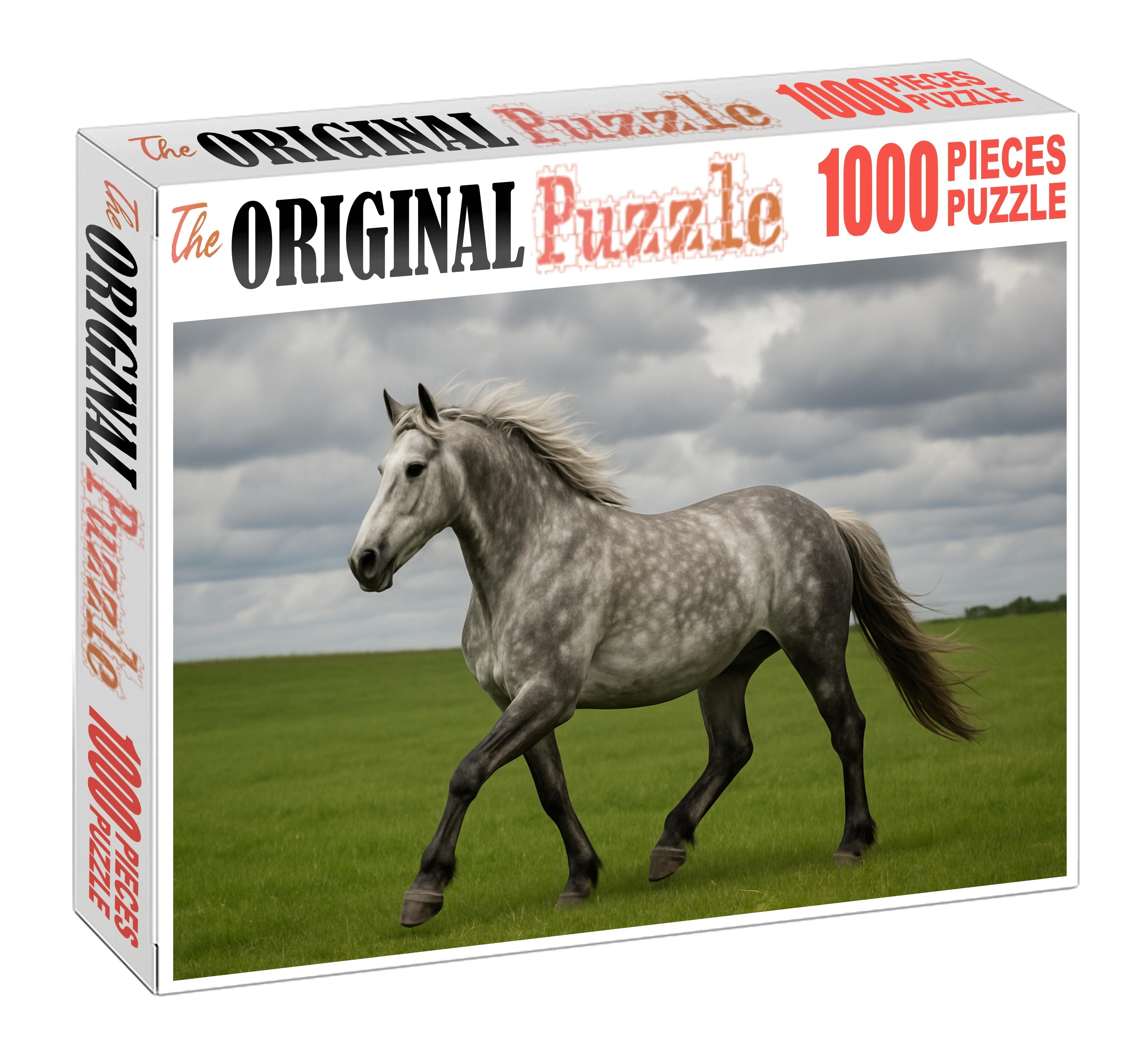 Silver Dapple Sleek Mottled Coat Herding Dog With Steady Gaze Puzzle Collection