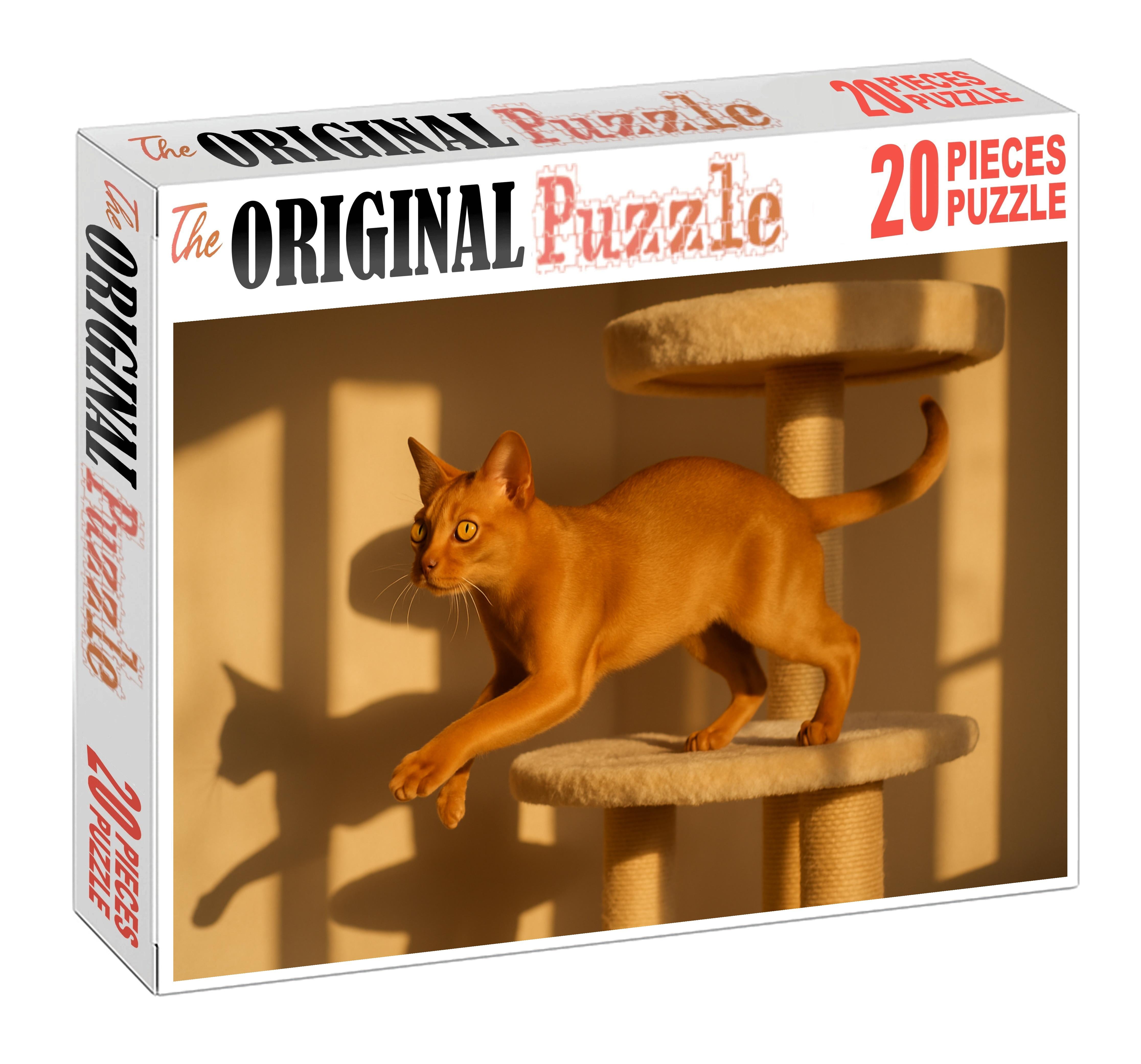 Golden Ripple Smooth Coated Cat With Luminous Yellow Eyes 20 Piece Puzzle