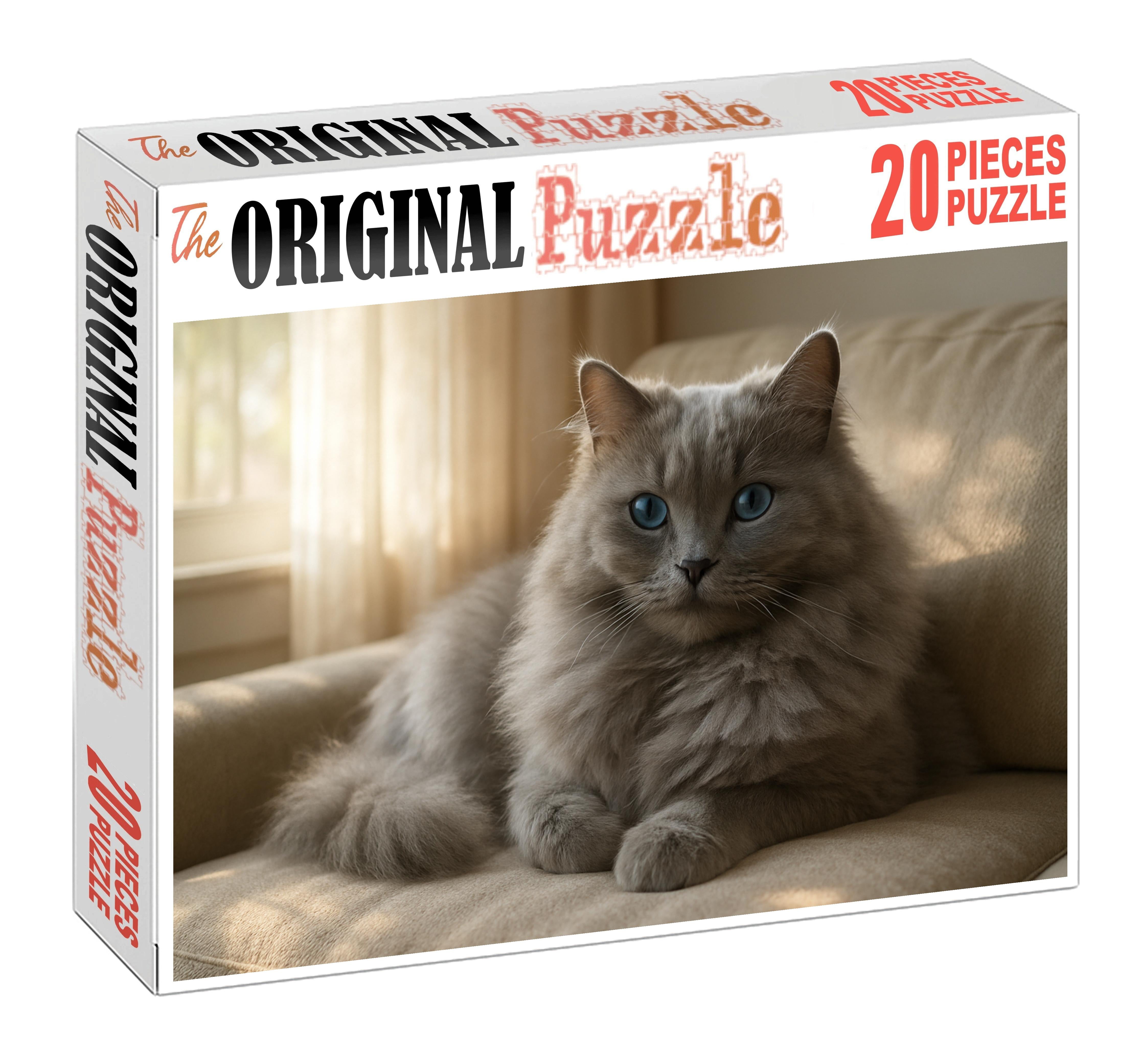 Pearl Mist Gentle Blue-gray Longhair With Soft Gaze 20 Piece Puzzle