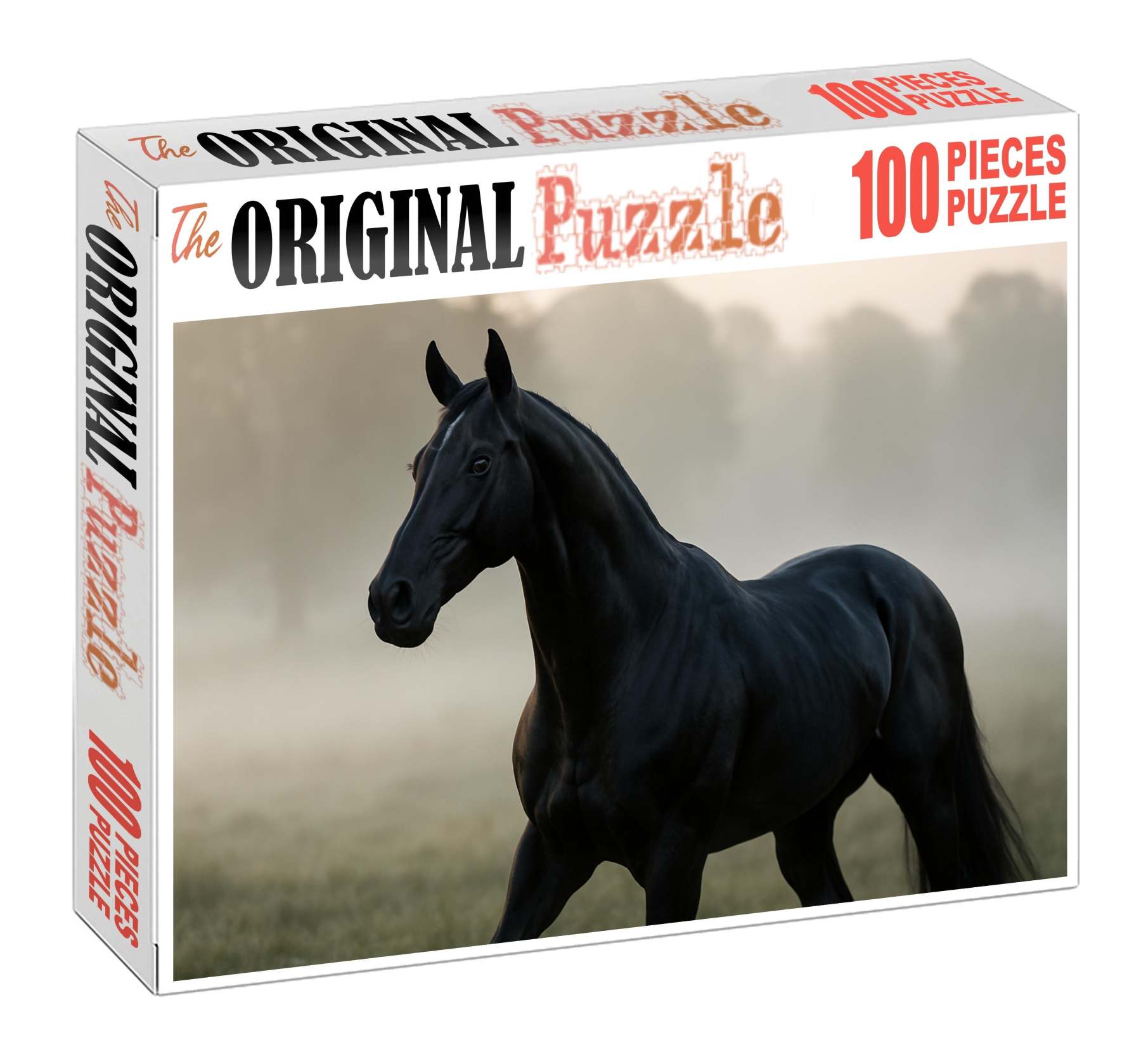 Obsidian Shadow Sleek Black Thoroughbred With Intense Presence 500 Piece Puzzle