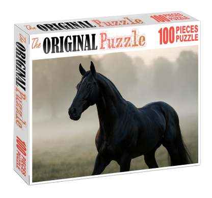 Obsidian Shadow Sleek Black Thoroughbred With Intense Presence 500 Piece Puzzle