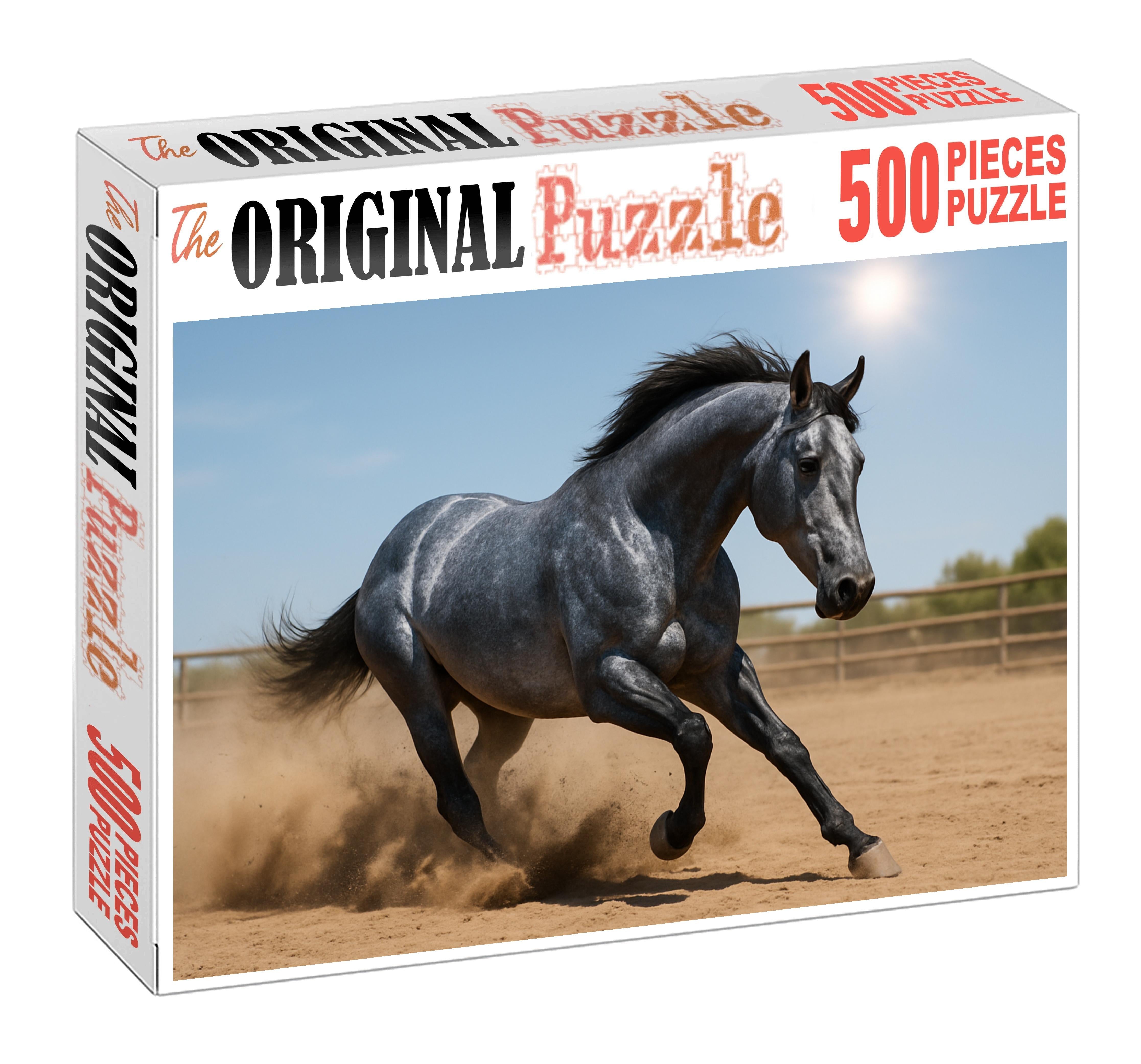 Silver Moonlight Striking Blue Roan Gelding With Nimble Agility Puzzle For Kids