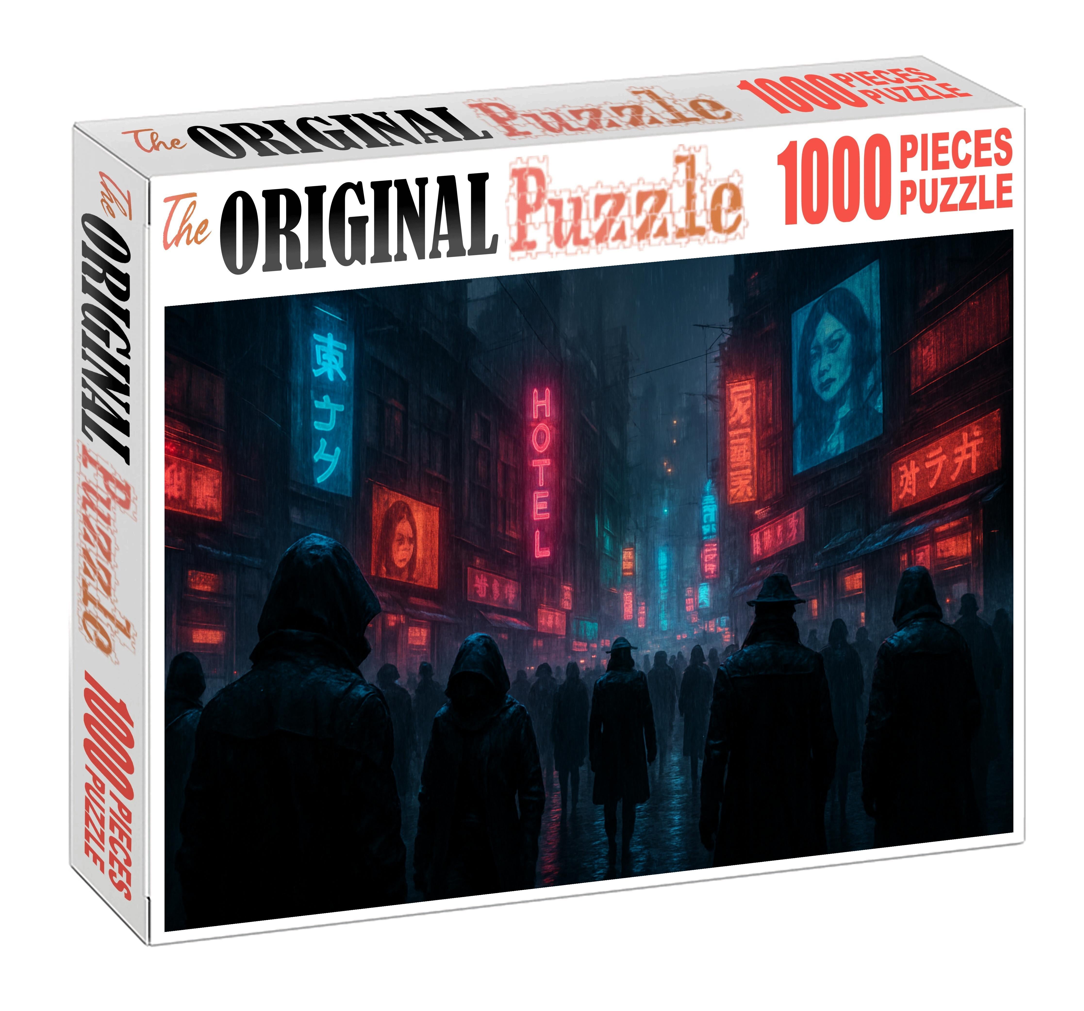 Dystopian Tech Noir Urban Decay With Cybernetic Edge Premium Puzzle Pieces