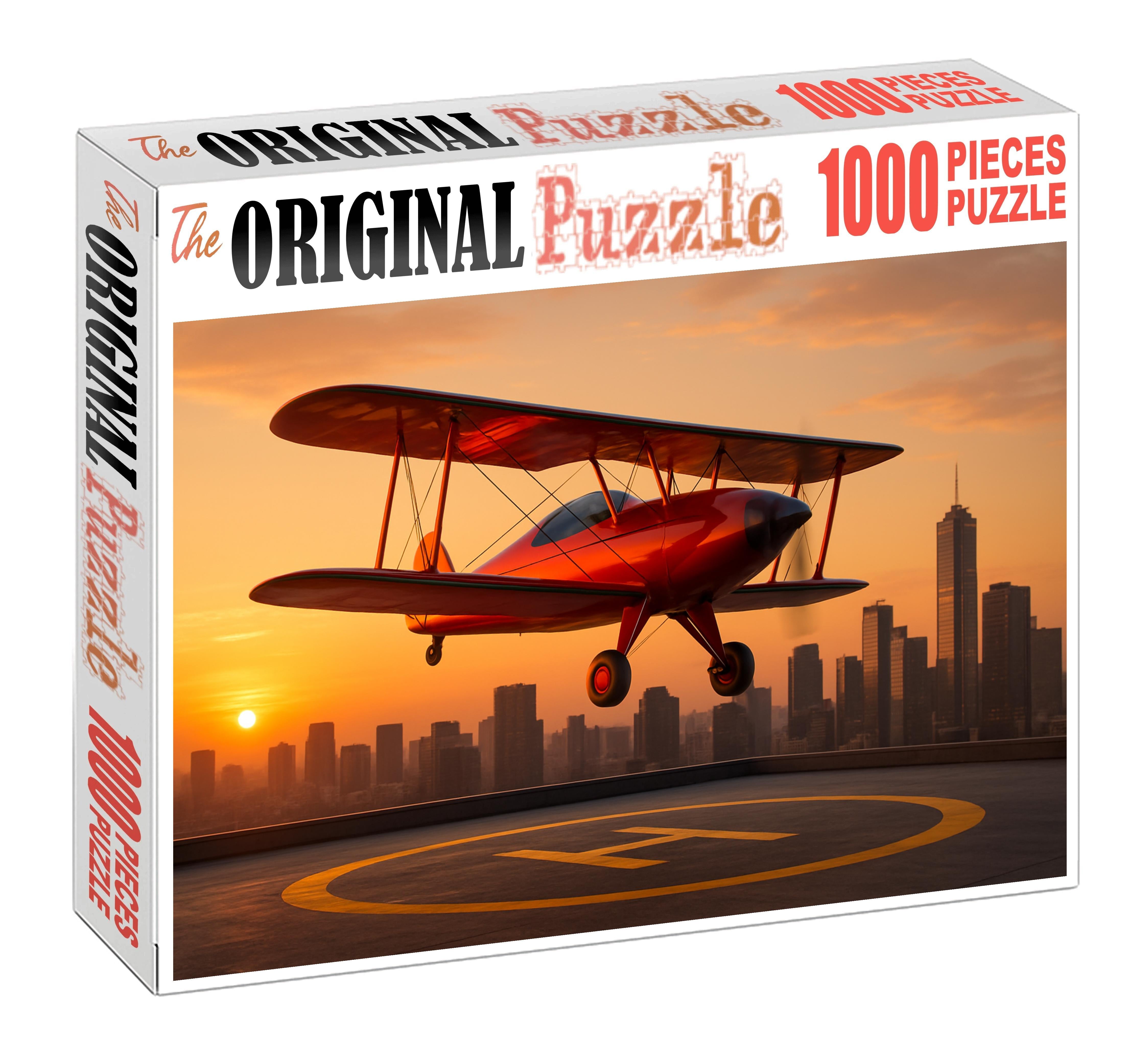 Retro-futuristic Electric Biplane Taxi 50 Piece Puzzle