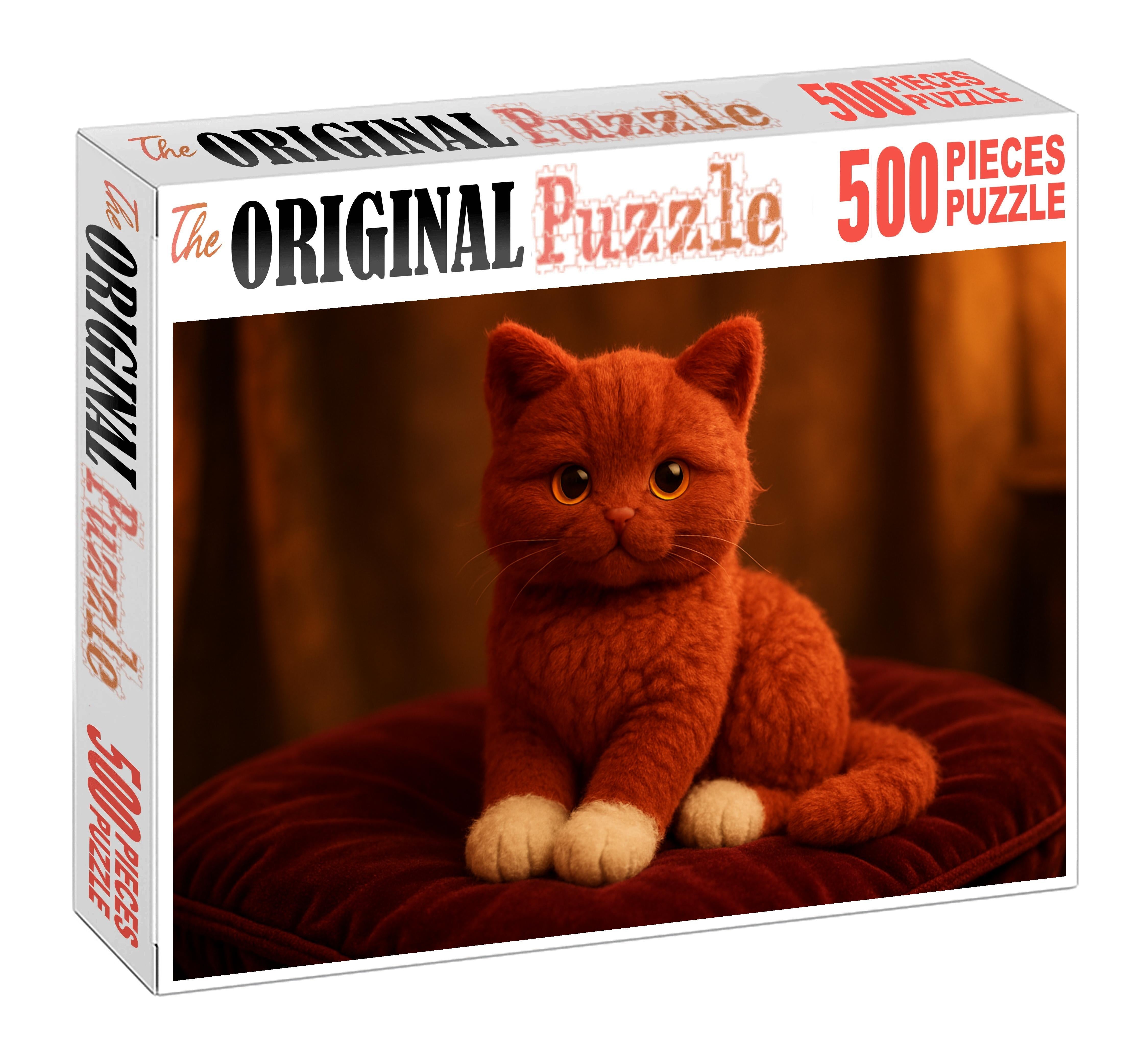 Crimson Velvet Plush Red Mitted Cat With Playful Grace 1000 Piece Puzzle