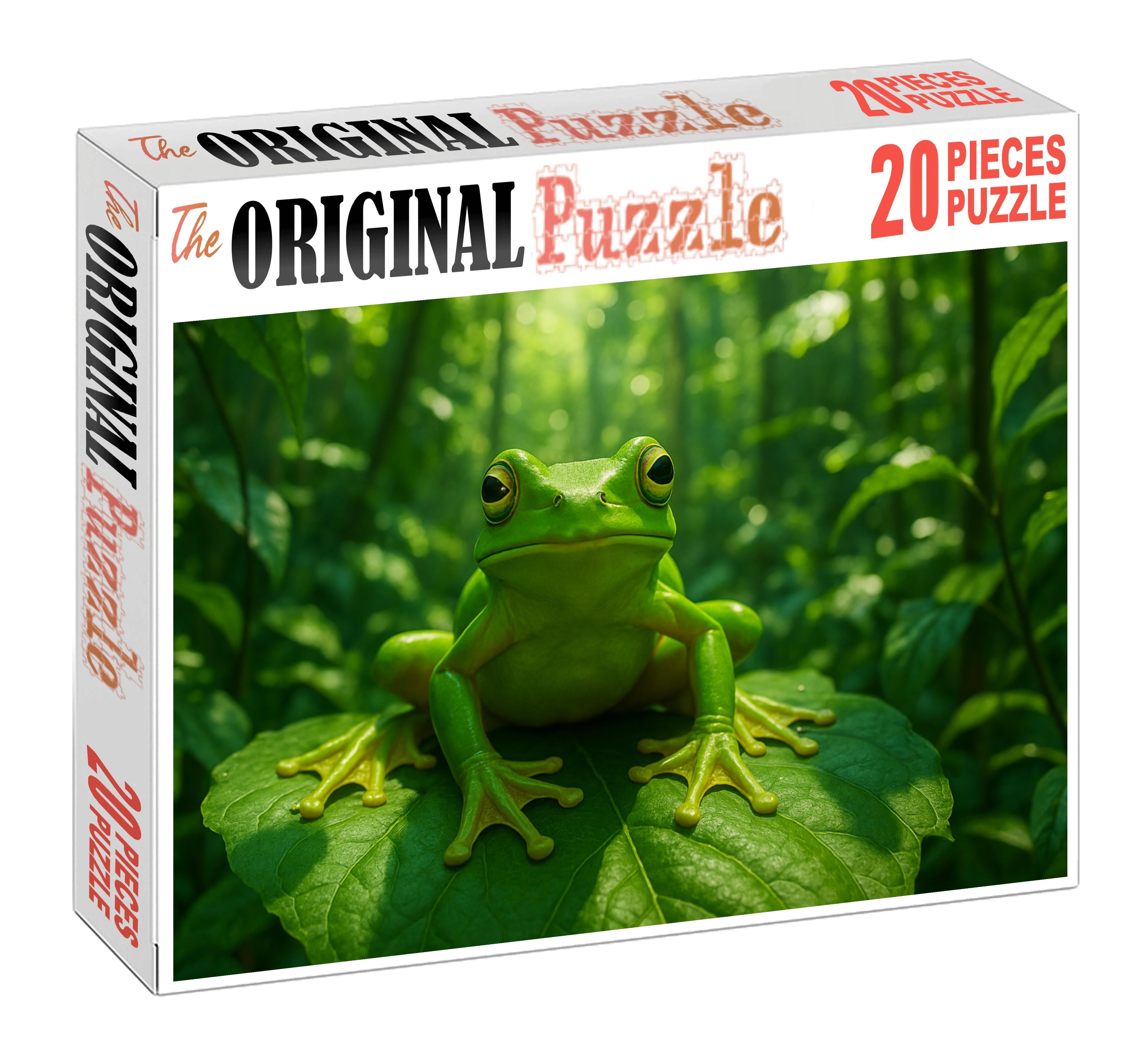 Verdant Crest Hopper Vibrant Arboreal Amphibian With Expansive Webbed Feet Puzzle For Adults