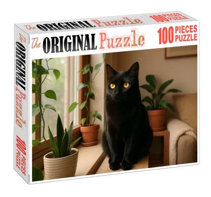 Velvet Nocturne Luxurious Black Shorthair With Playful Grace 200 Piece Puzzle