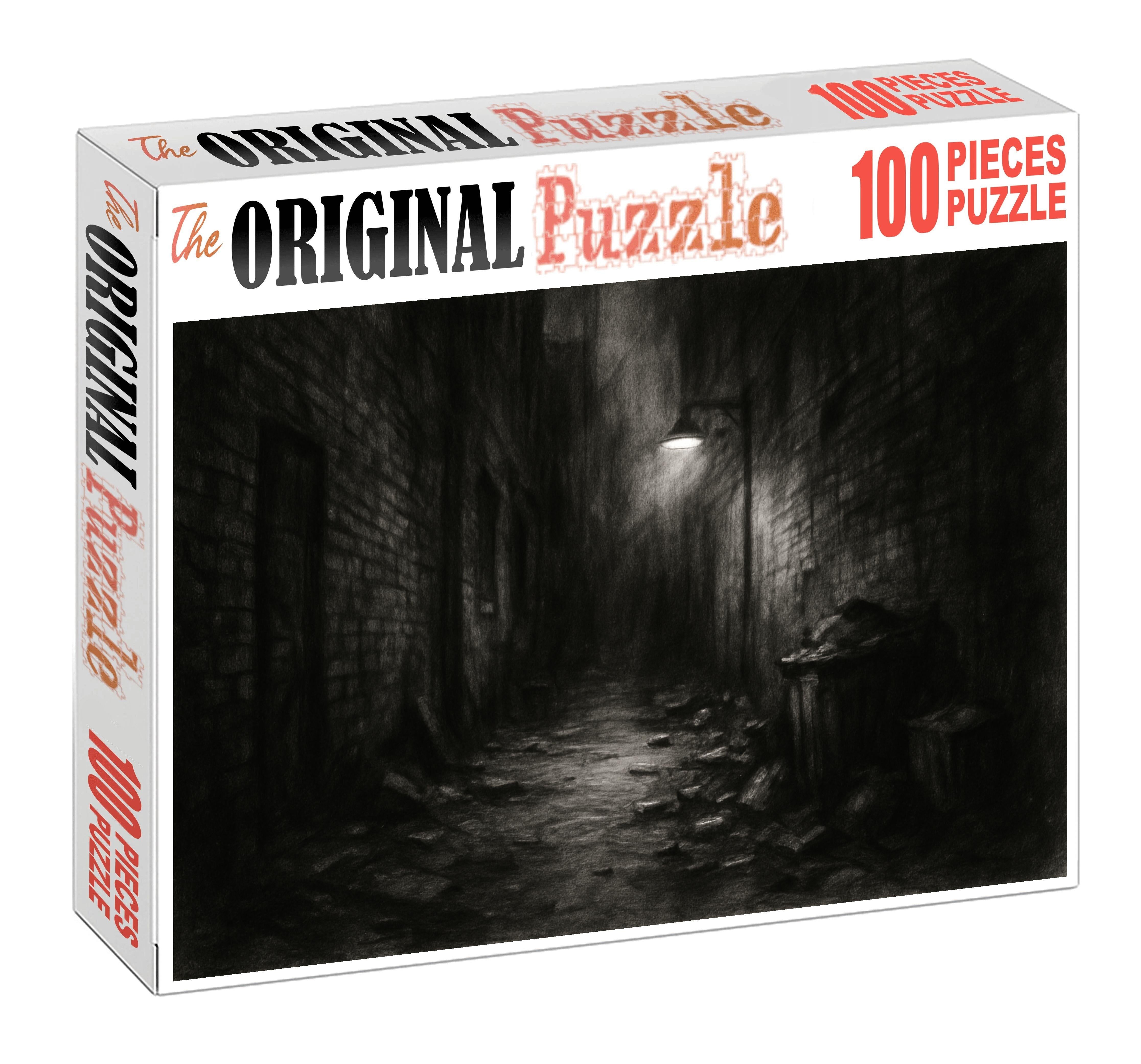 Urban Alleyway Impression Loose Charcoal Sketch Custom Jigsaw Puzzle