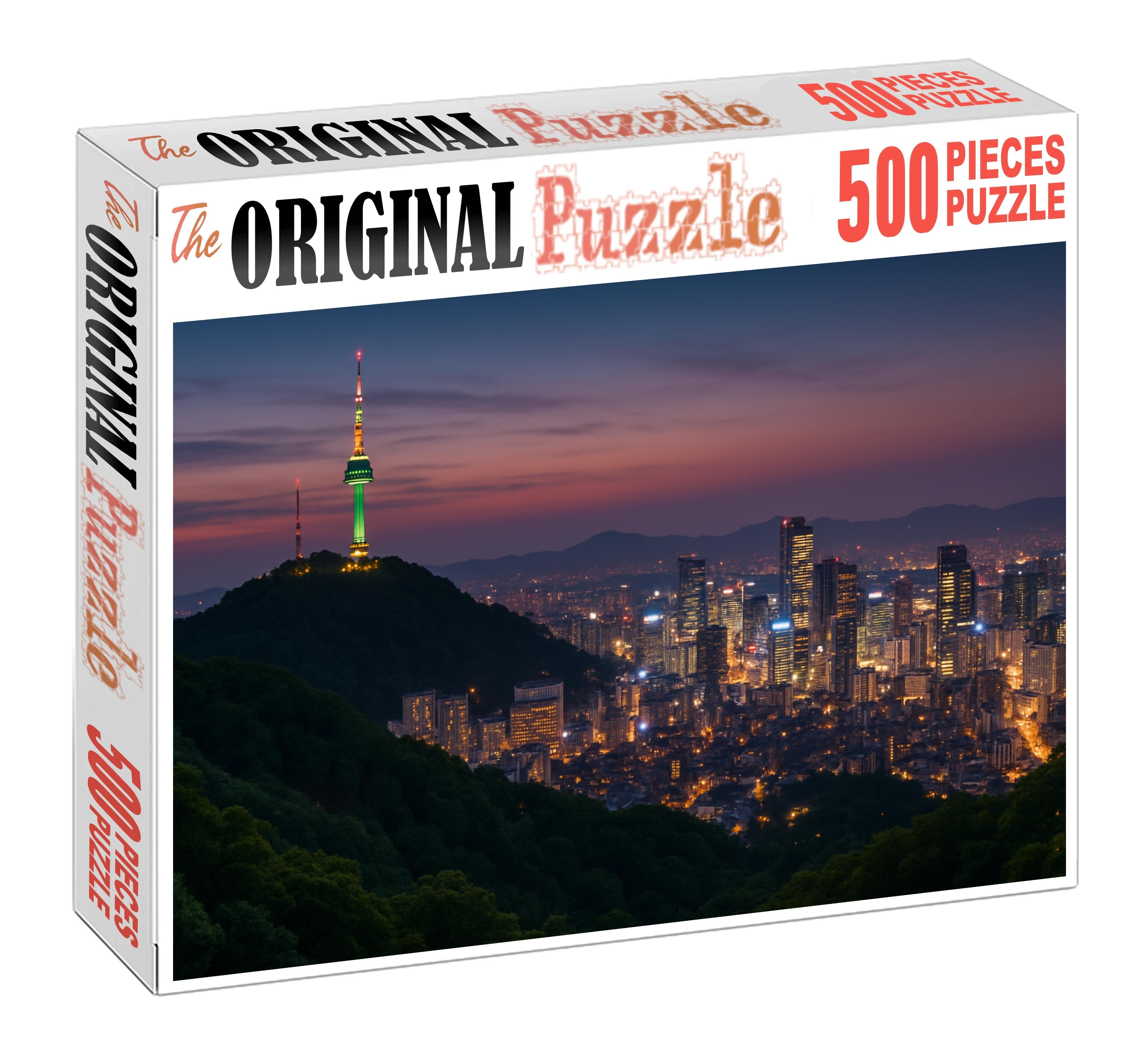 Seoul Namsan Skyline Dominated By N Seoul Tower And A Diverse Array Of Urban High-rises Blending History And Technology Puzzle For Kids