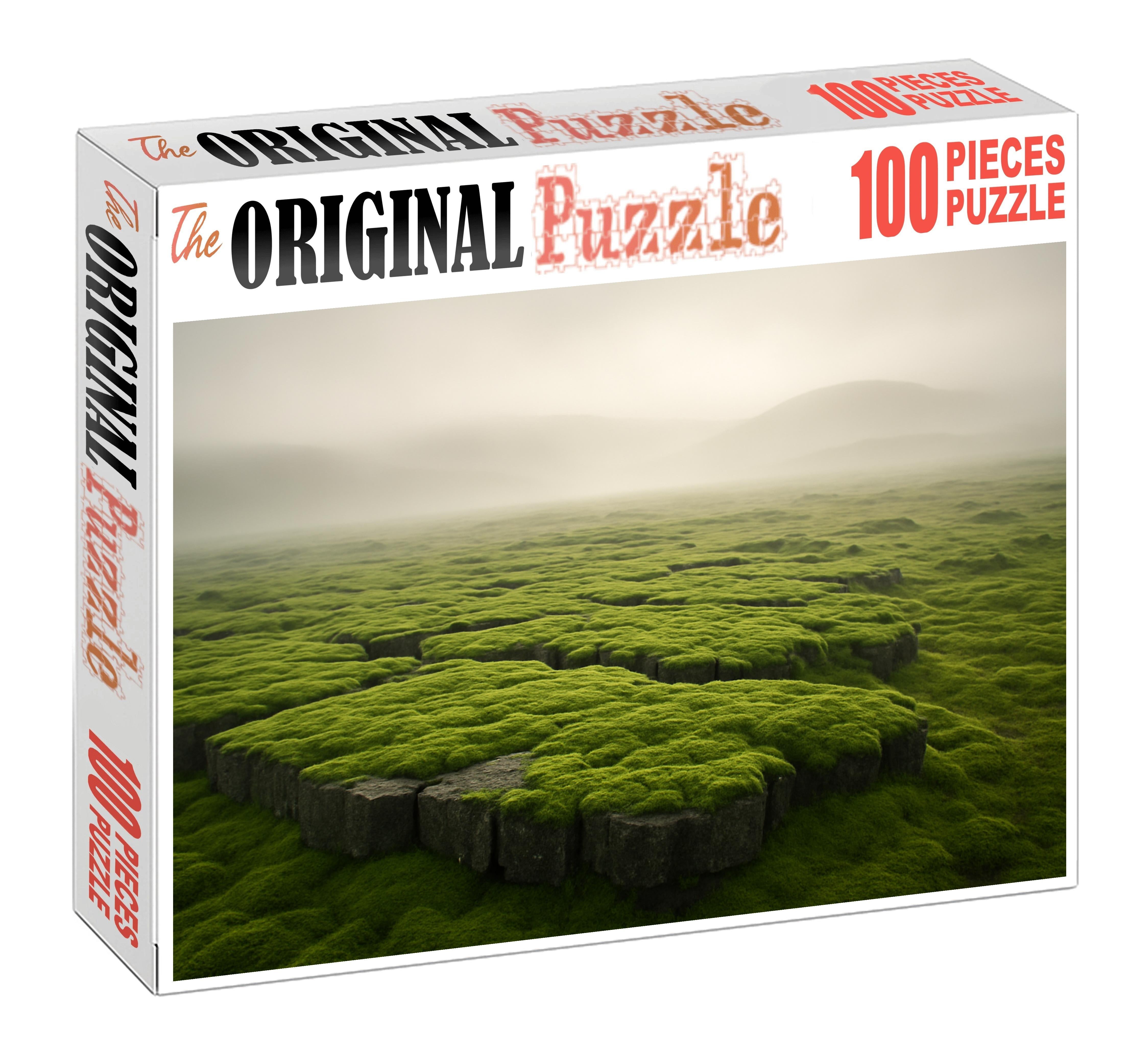 Moss-covered Basalt Plateau At Misty Dawn Mini Puzzle
