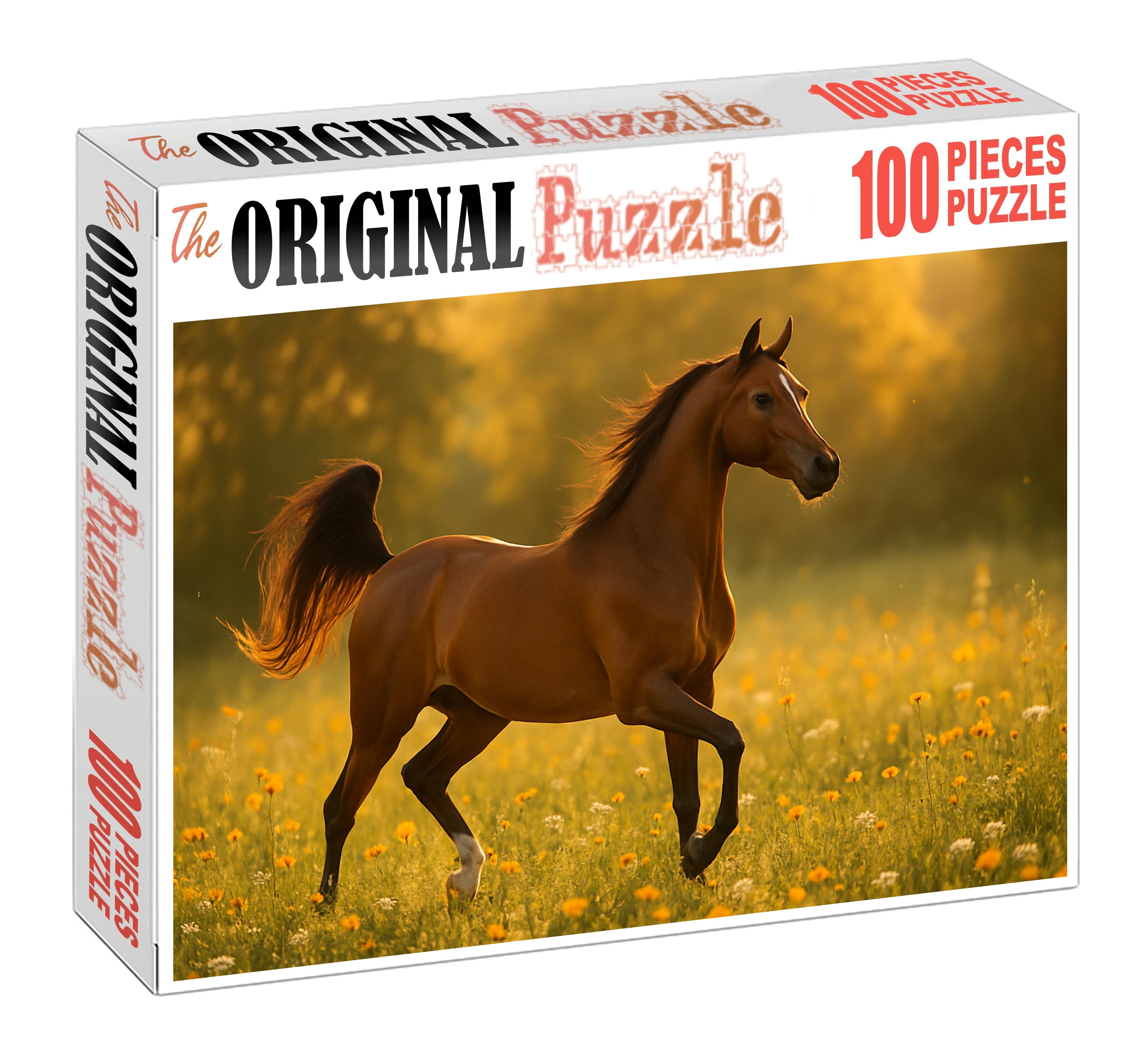 Sunlit Amber Arabian Radiant Bay Mare With Refined Features Large Format Puzzle