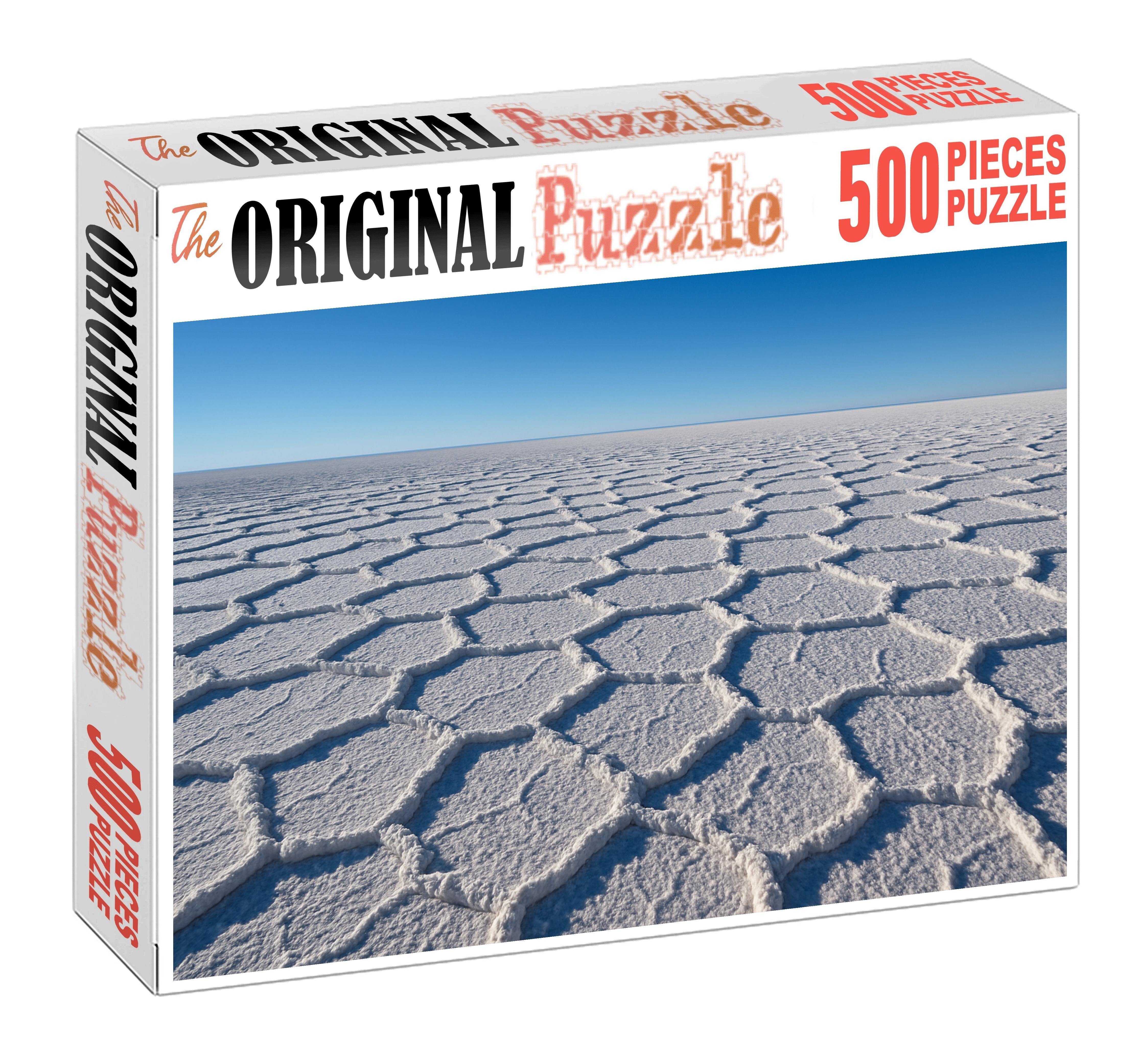 Salt Crystal Expanse Glimmering White Floors Under A Cloudless Sky 500 Piece Puzzle