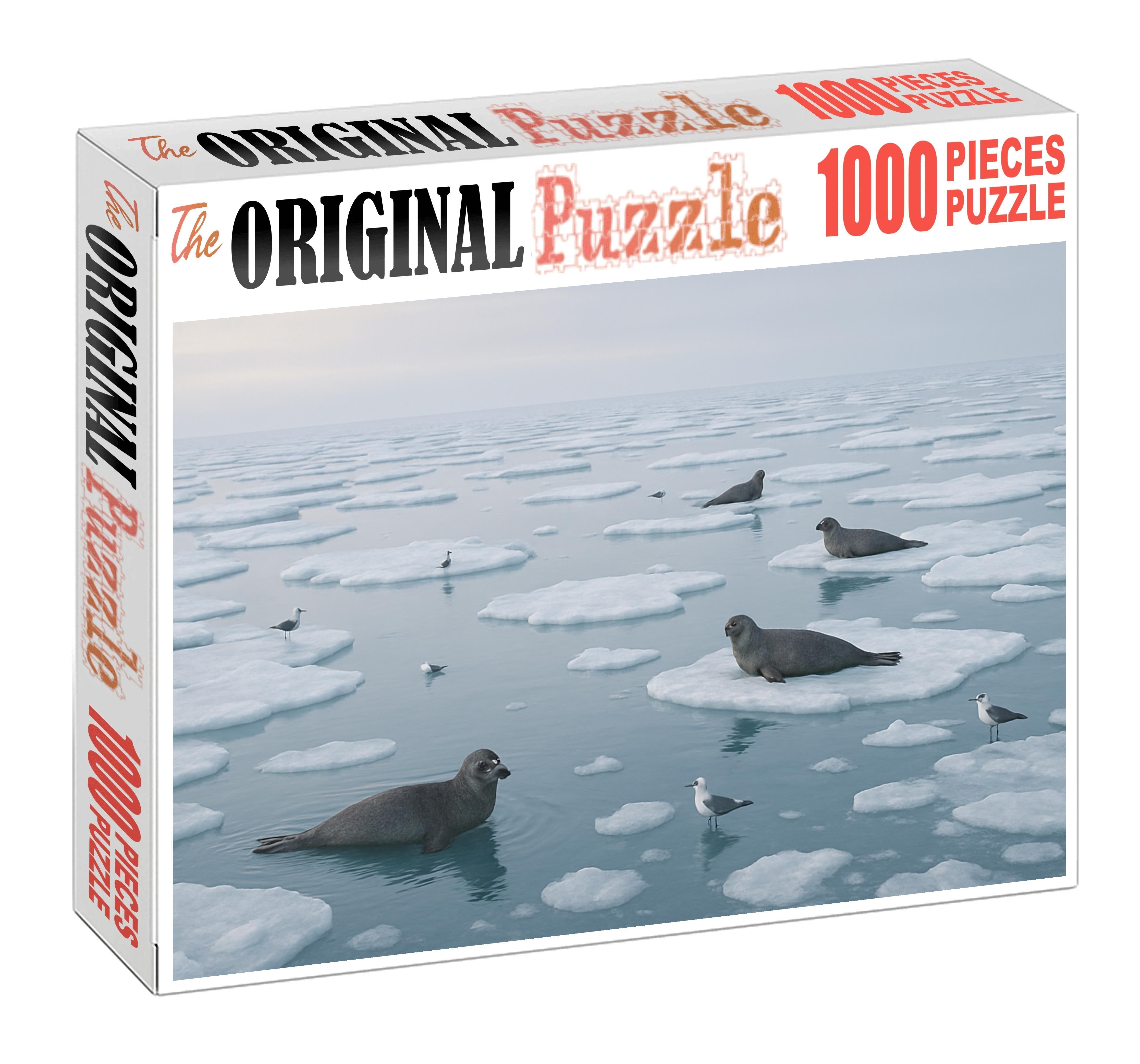 Frost Edge Drift Icy Surface Floes In Pale Winter Light 20 Piece Puzzle