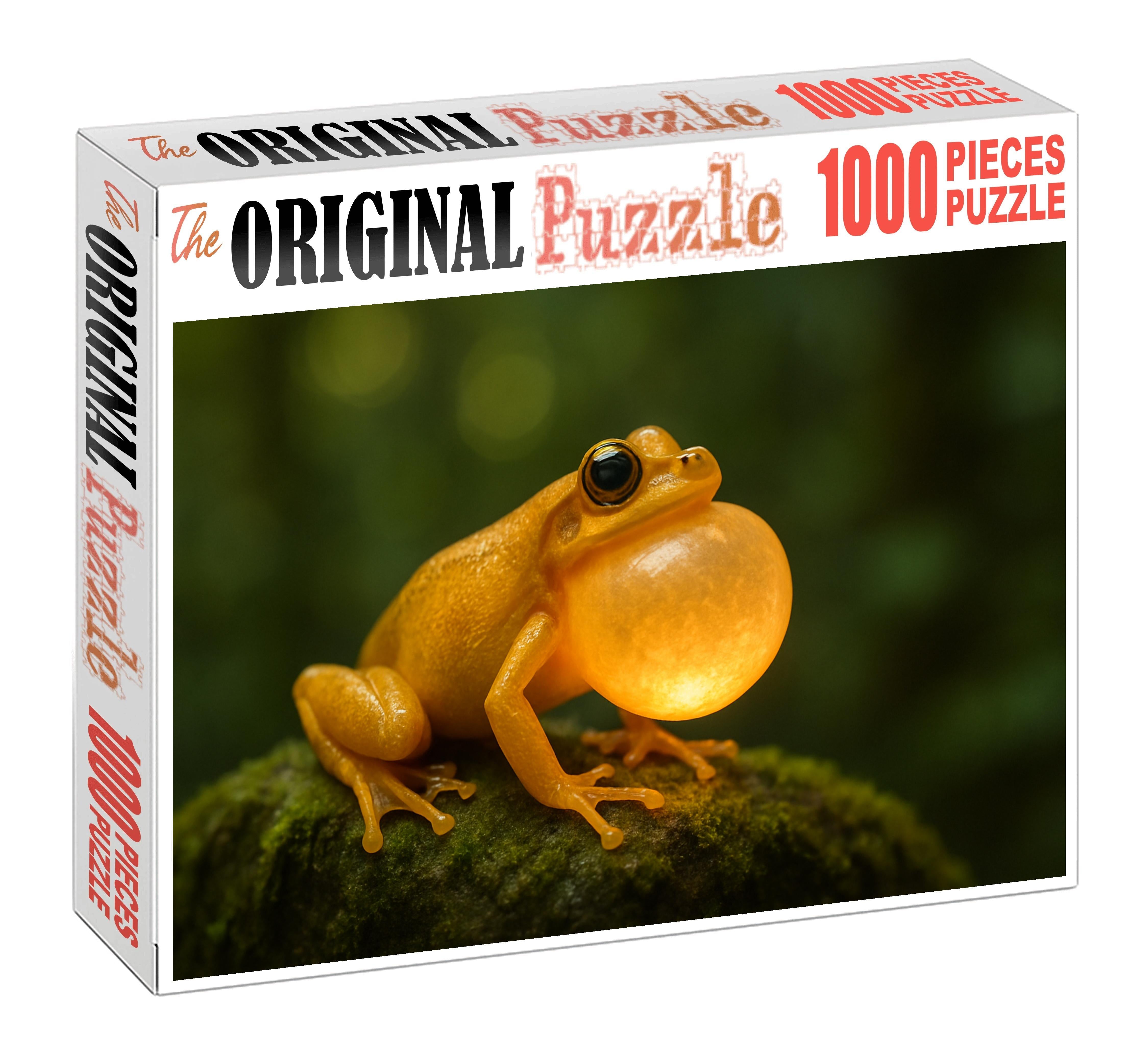 Golden Crest Hopper Vibrant Amphibian With Inflated Vocal Sac Puzzle Collection