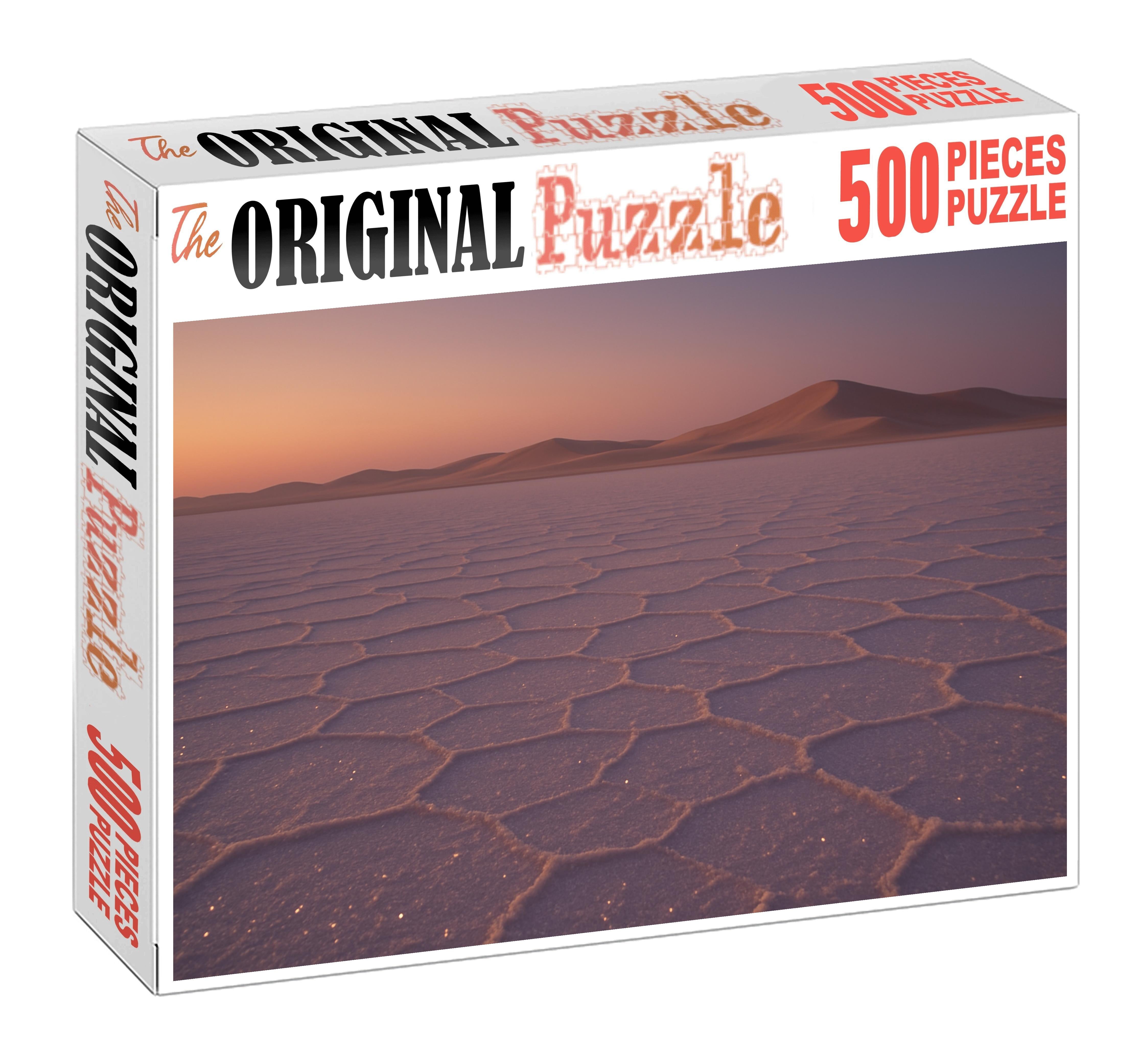 Salt Veil Basin Crystalline Desert Floor At Dusk Puzzle For Adults