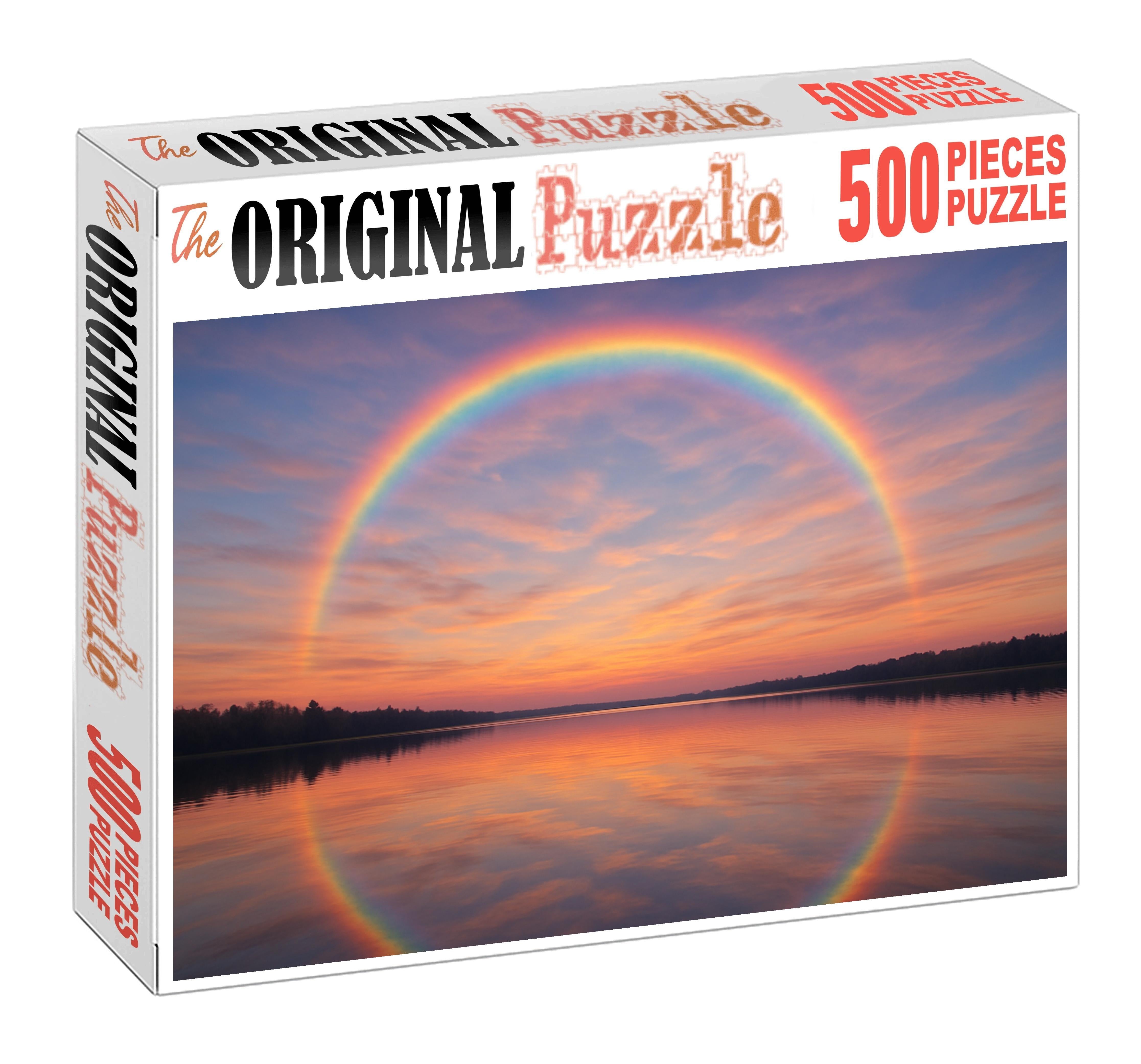 Gentle Pastel Arch Over Still Lake Mini Puzzle