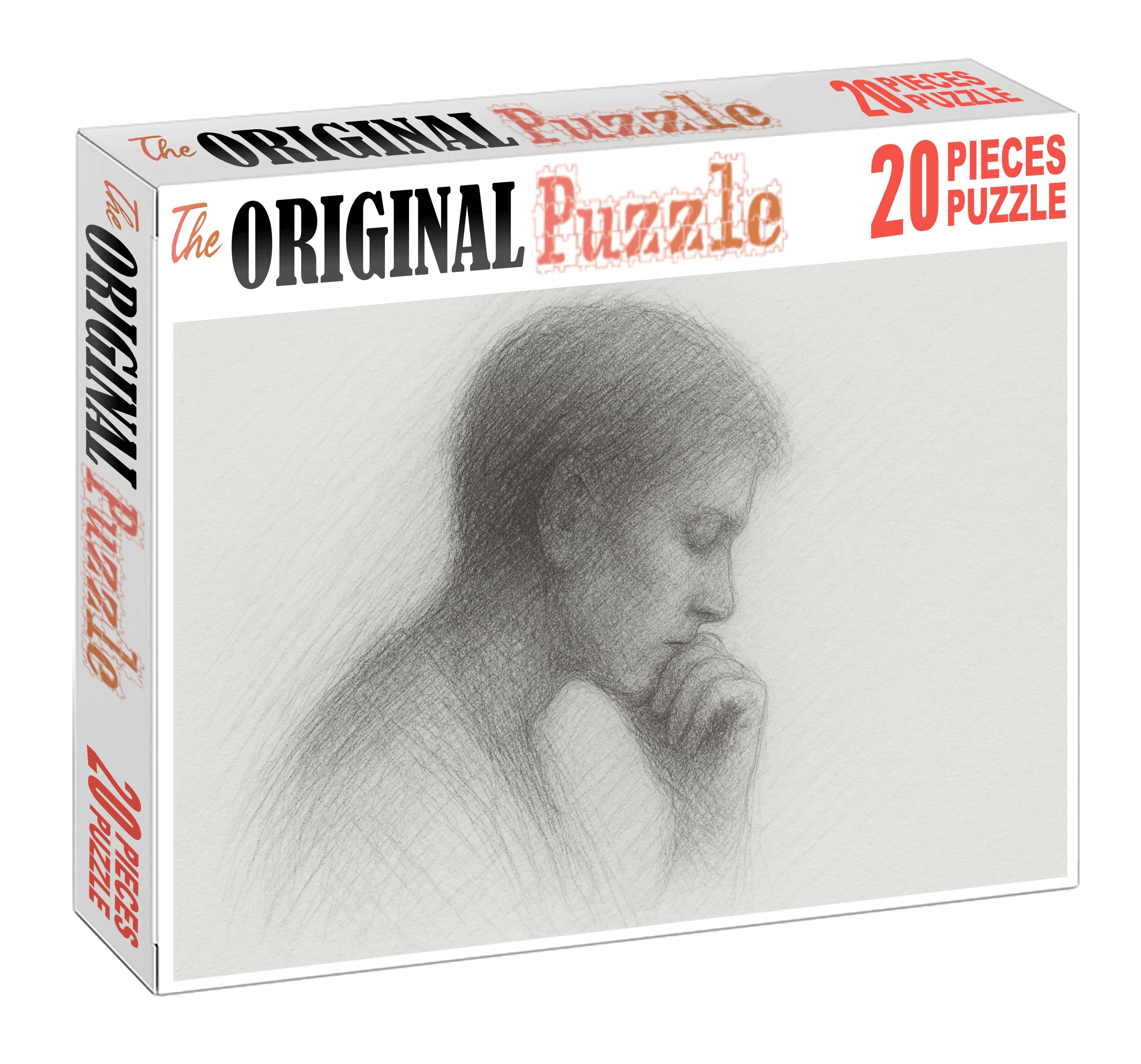 Portrait Silhouette With Layered Graphite Hatching Custom Jigsaw Puzzle