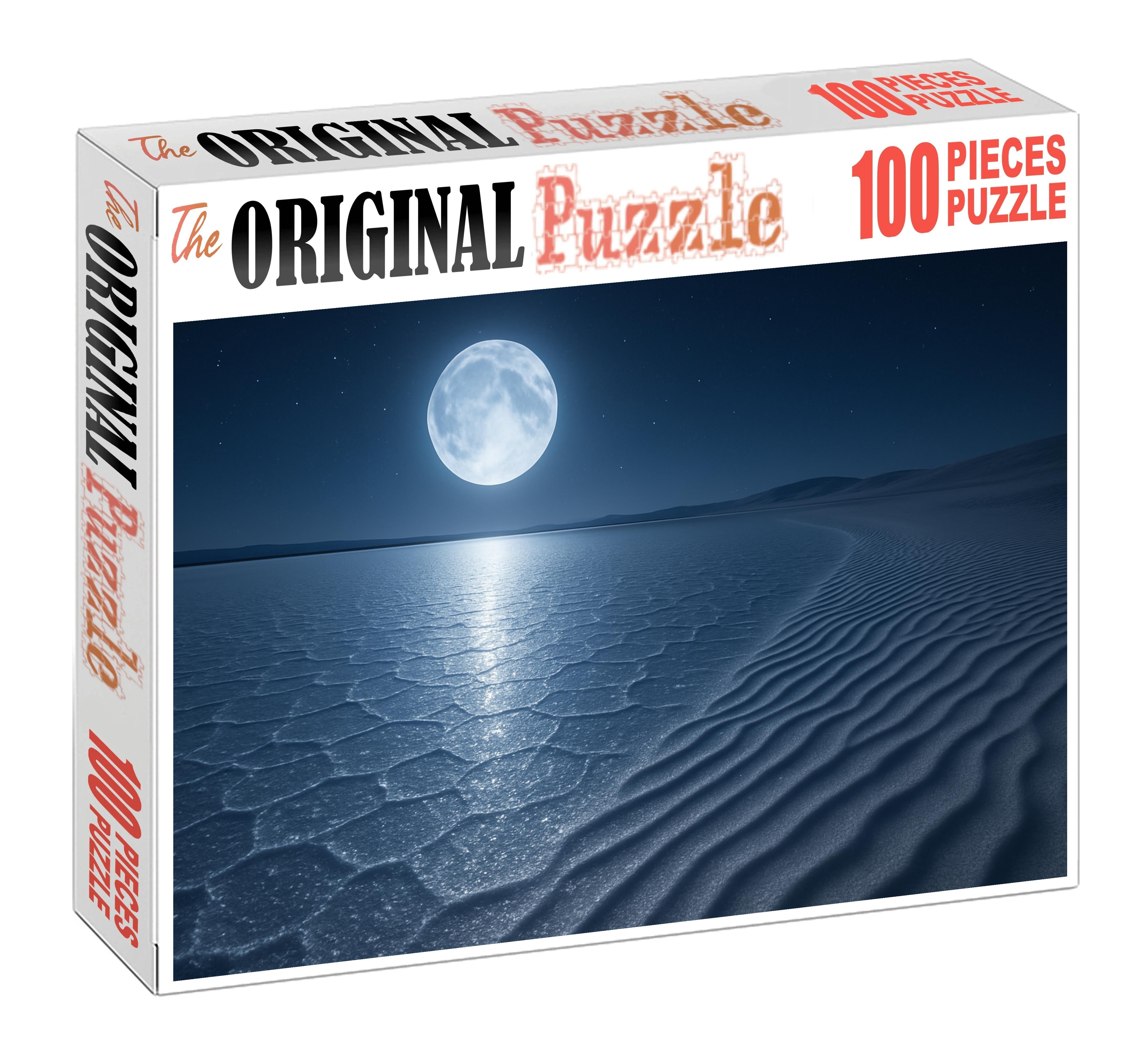 Moonlit Silver Flats Salt Crust And Whispering Sand Ripples Large Format Puzzle