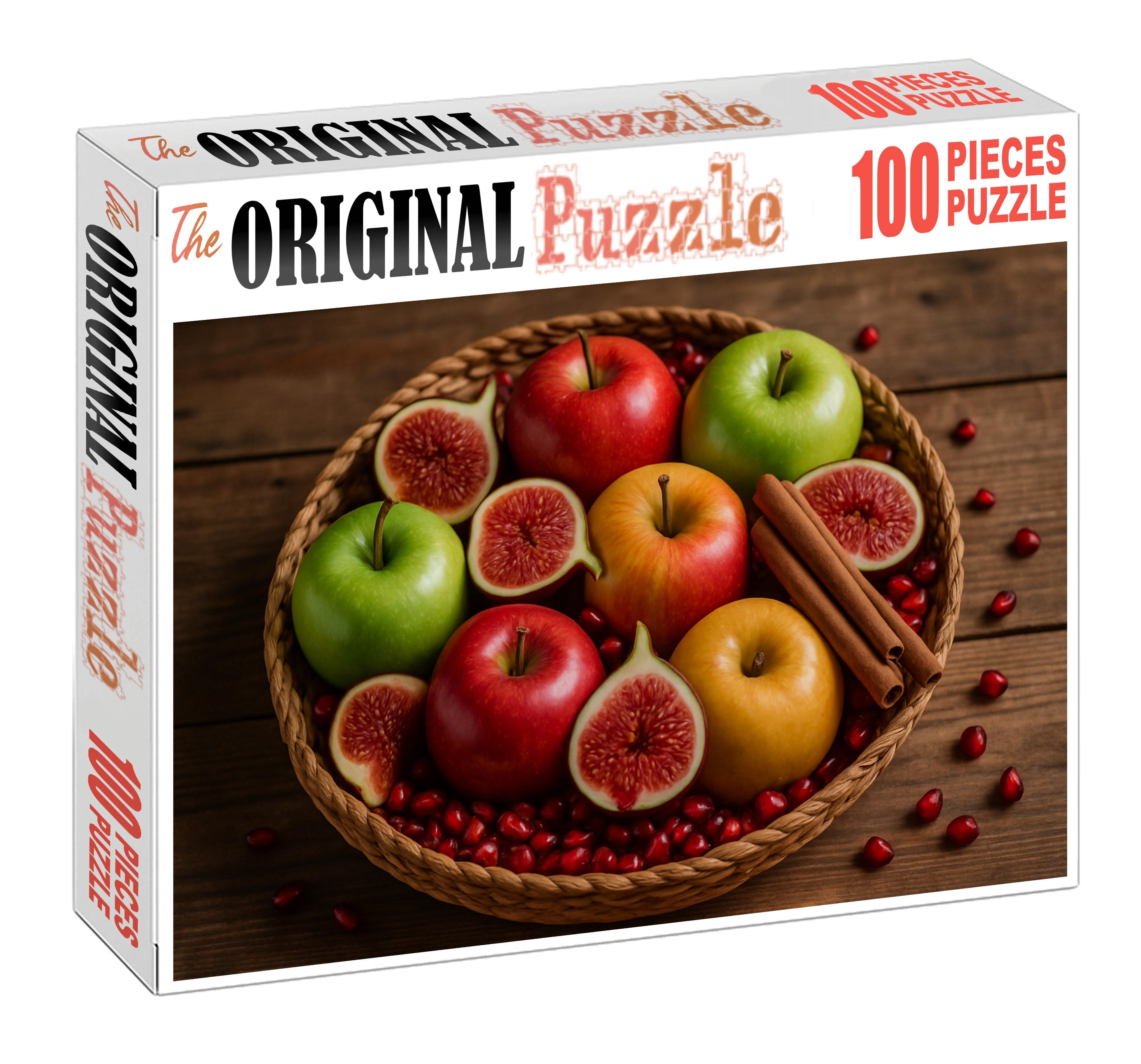 Autumn Gem Basket Assorted Apples Figs And Pomegranate Seeds 20 Piece Puzzle