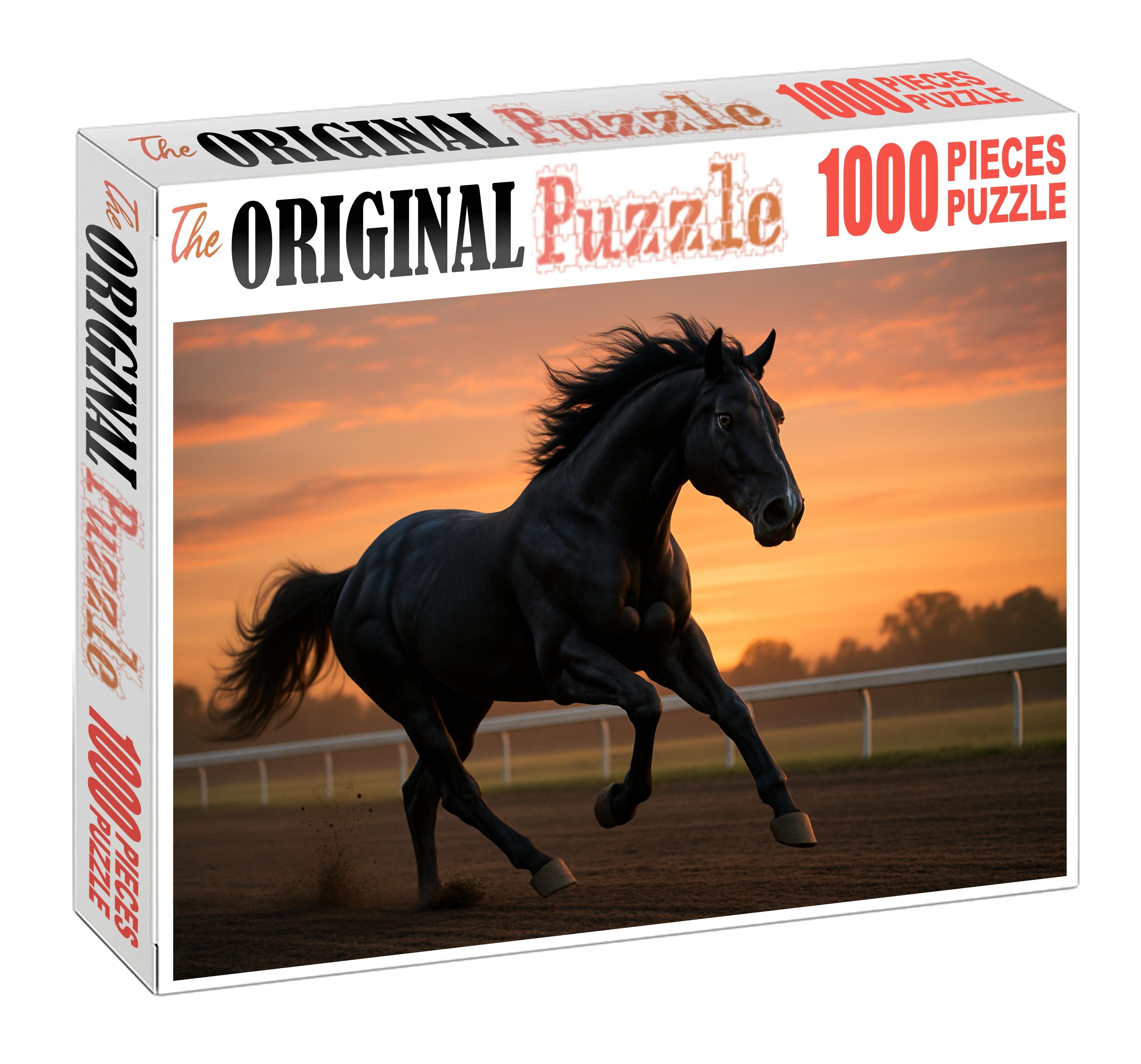 Ebony Flash Sleek Black Thoroughbred Gelding With Explosive Speed Puzzle For Kids