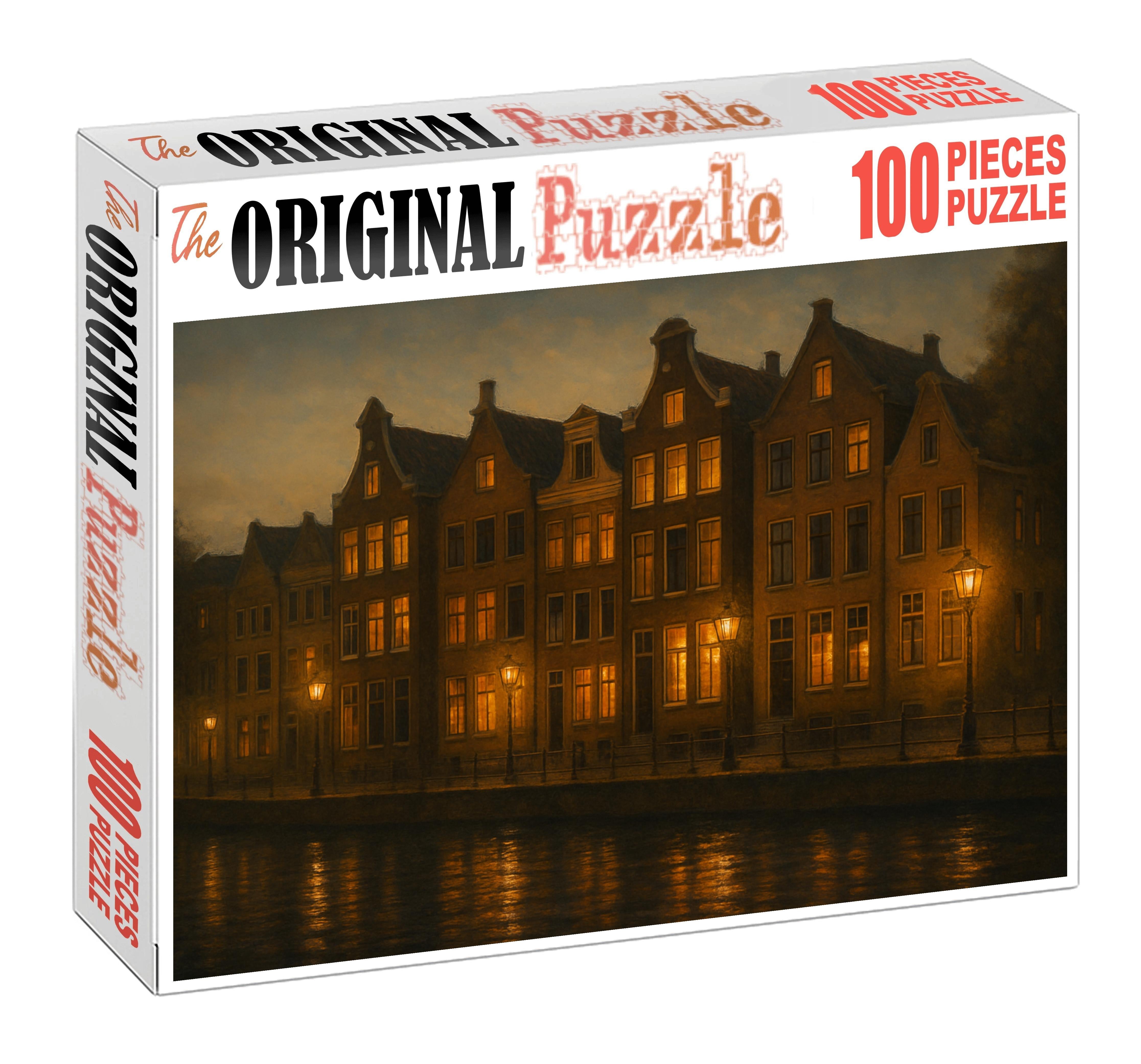Amsterdam Canal Belt Skyline Historic Gabled Facades And Modern Low-rise Complements Along Iconic Waterways Puzzle Challenge