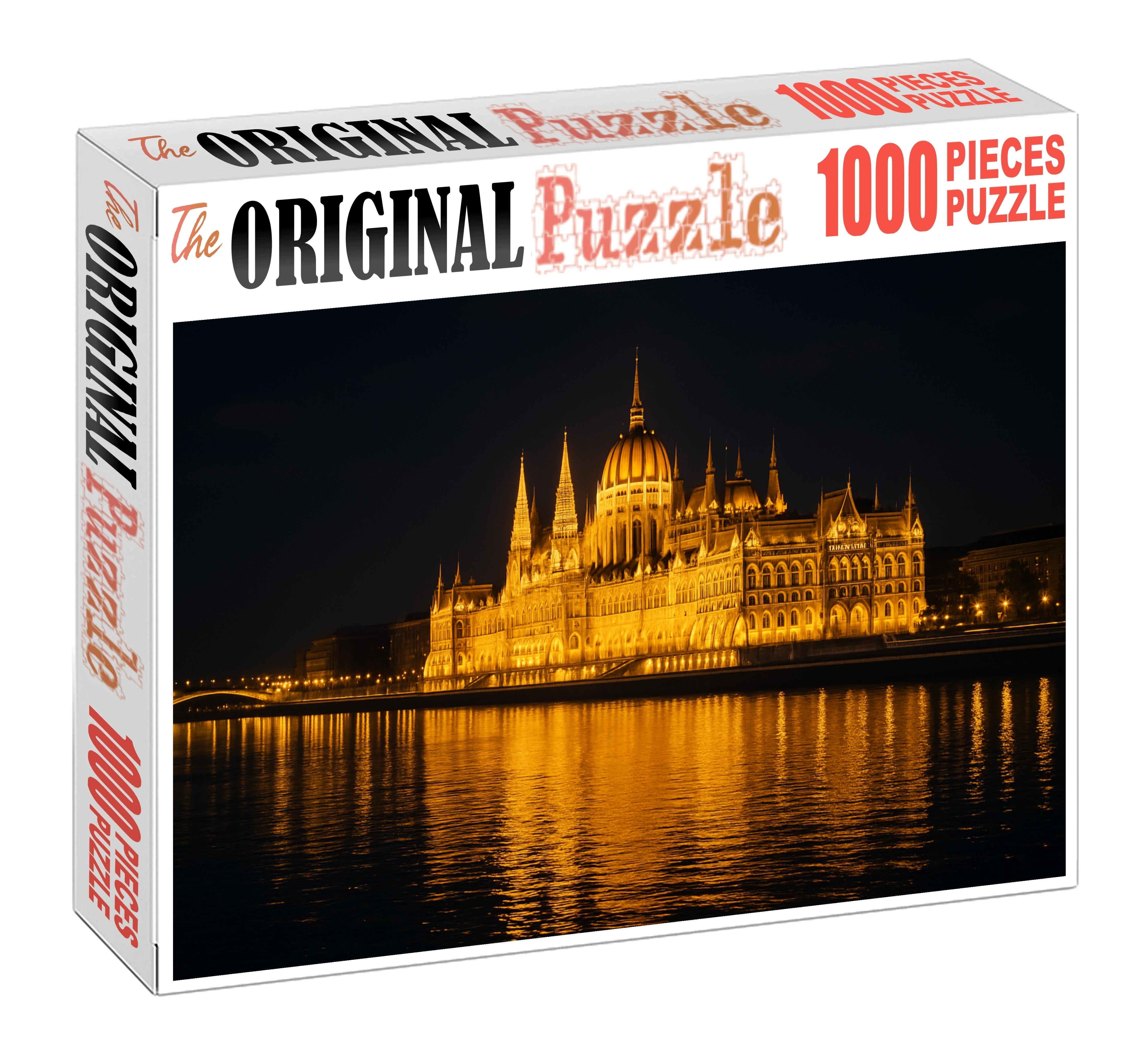 Budapest Danube Skyline Historic Palaces And Parliament Building Illuminated Along The River Easy Puzzles
