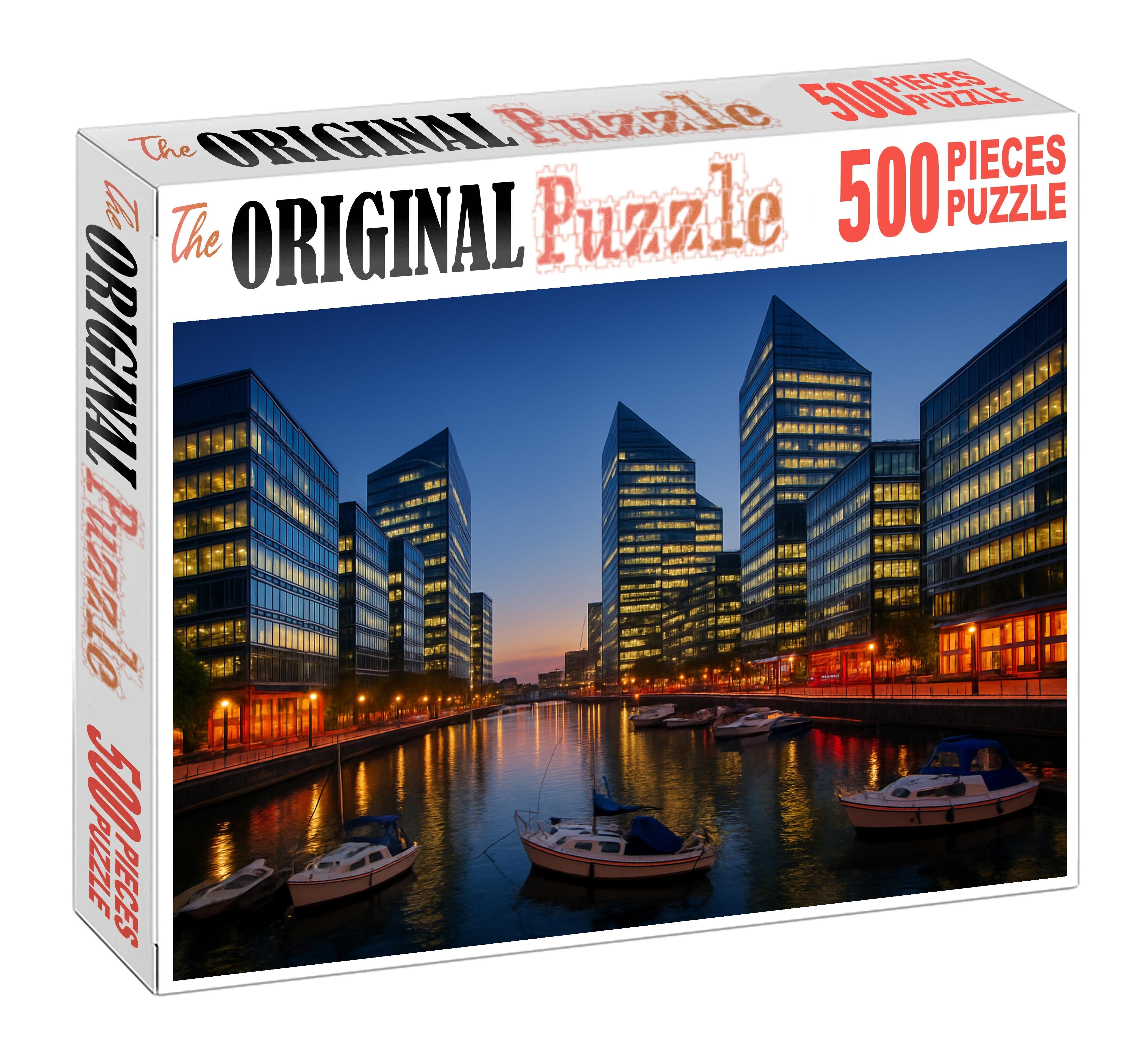 Melbourne Docklands Skyline Emerging Urban Waterfront With Contemporary Silhouettes Wooden Jigsaw Puzzle puzzle