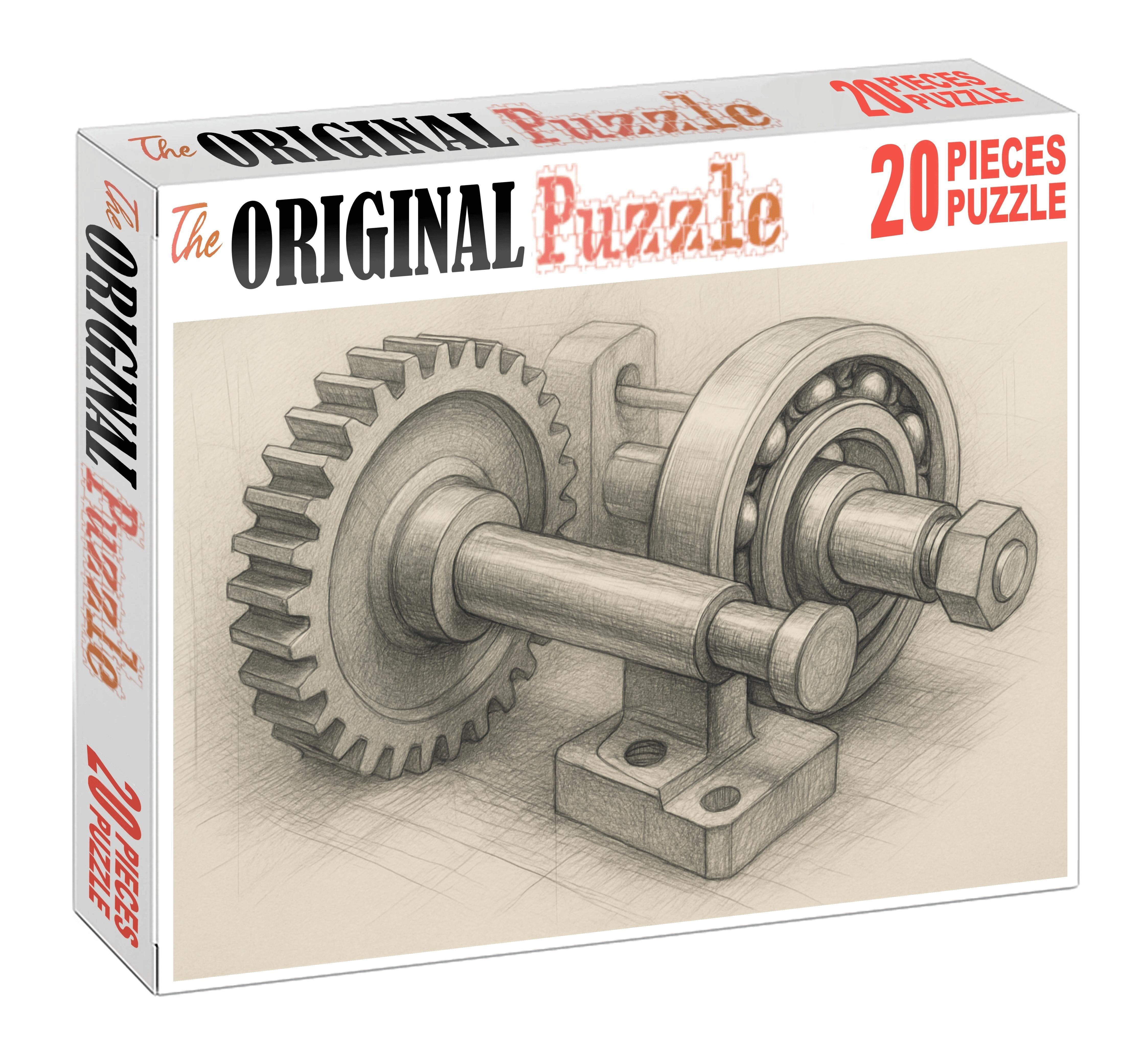 Historic Mechanical Device Sketch Precise Technical Pencil Rendering Family Puzzles