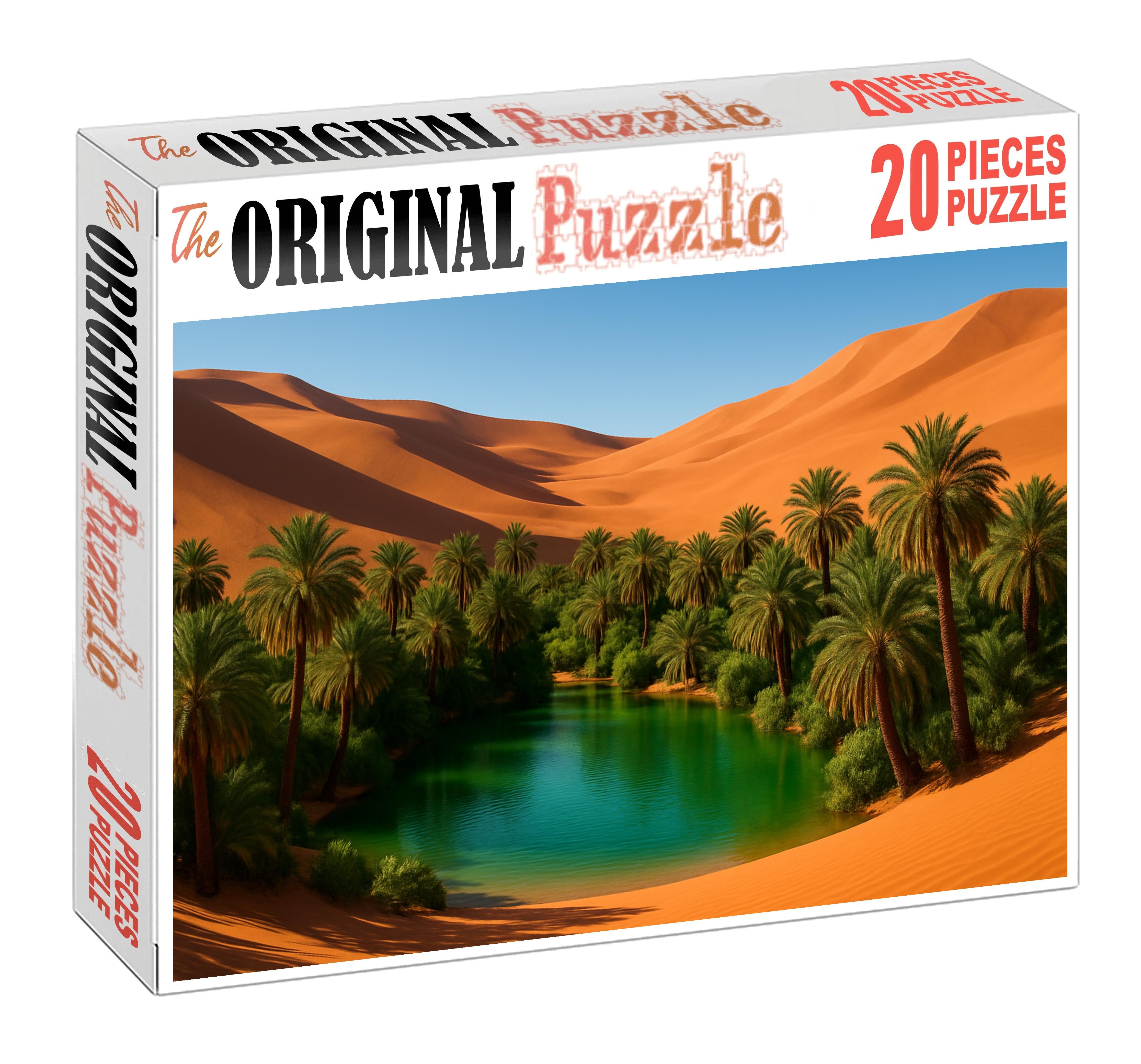 Emerald Oasis Hollow Verdant Refuge Amid Copper Sands Large Format Puzzle