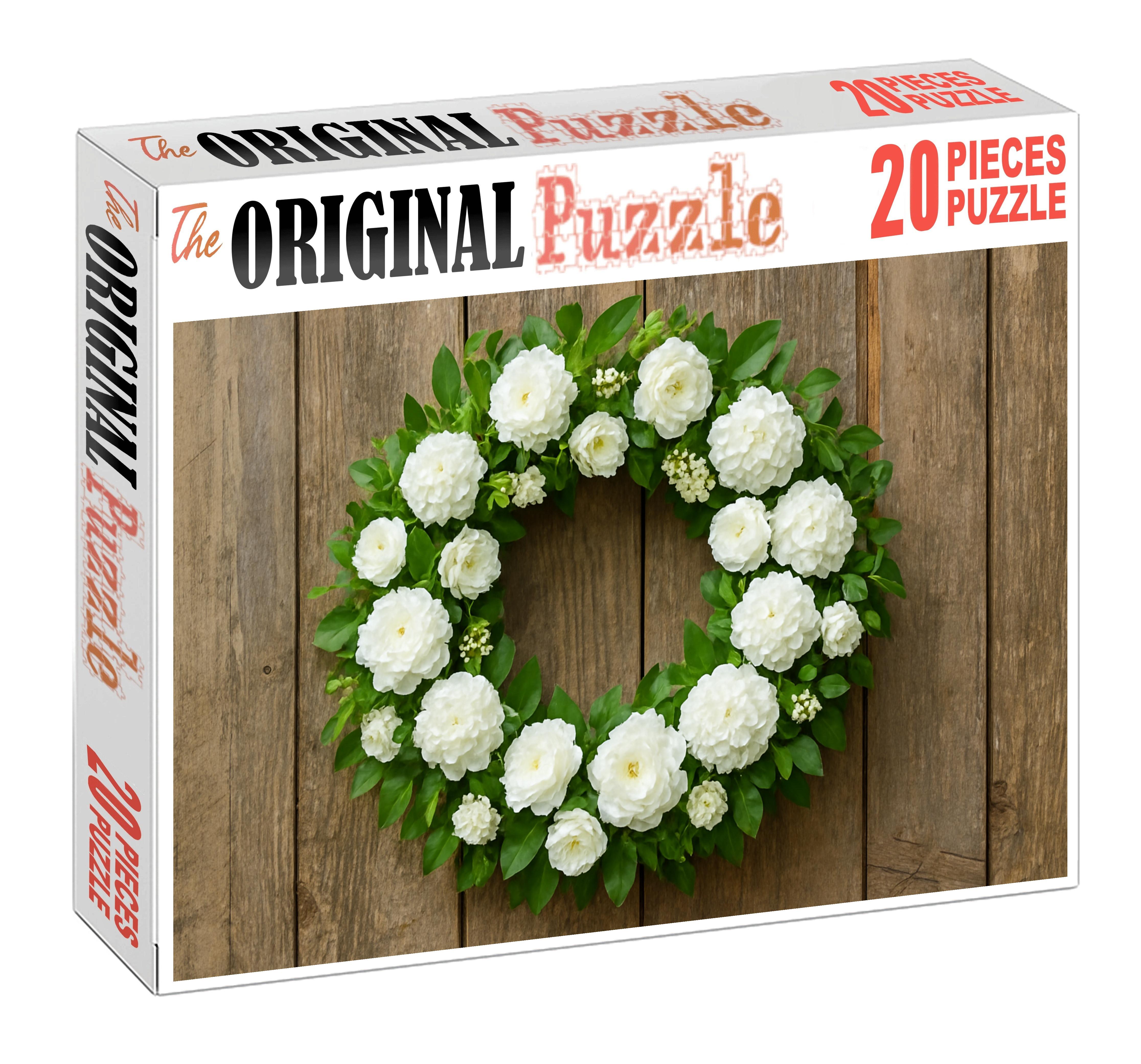 Classic White Wreath With Green Accents Family Puzzles
