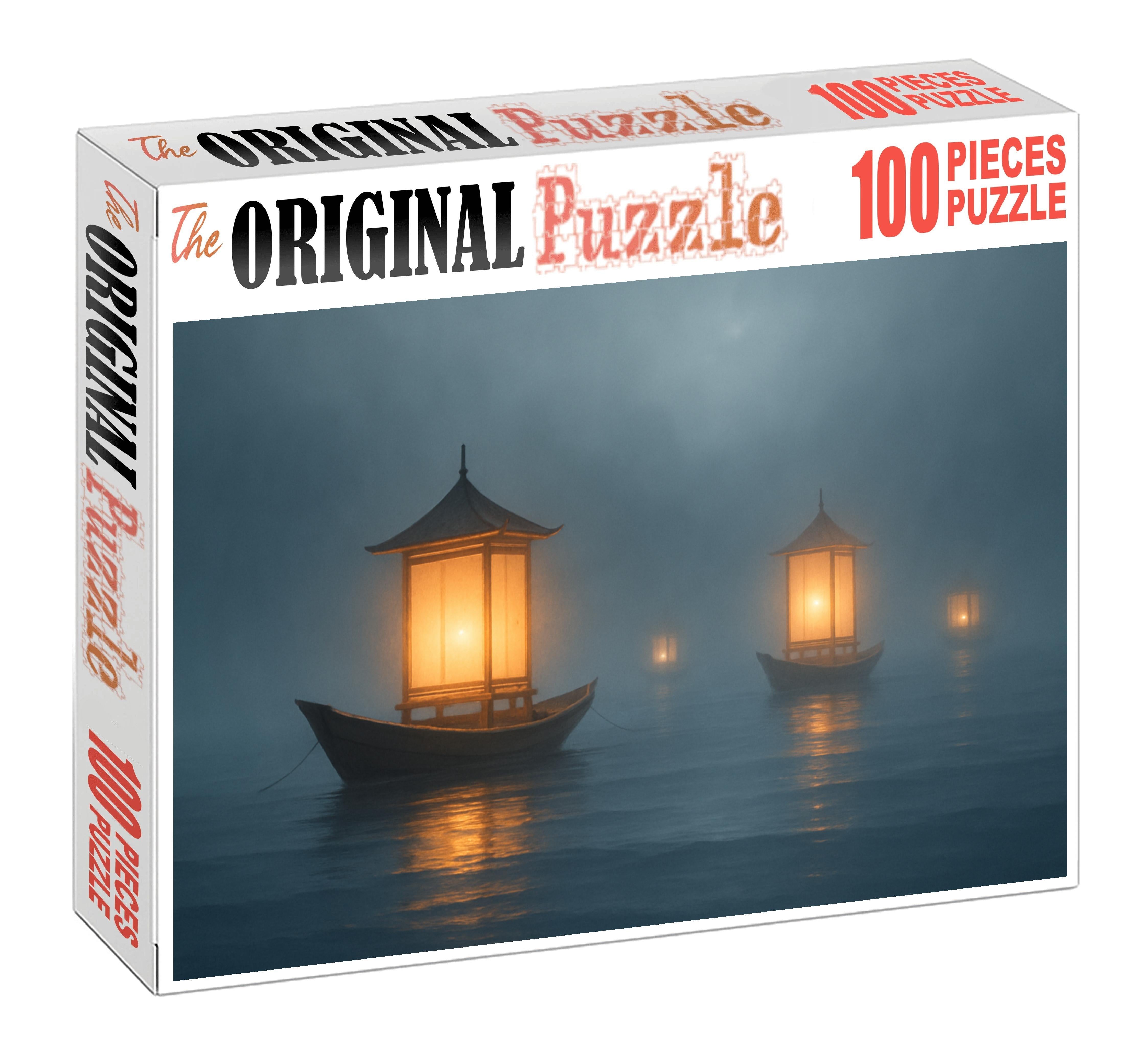 The Lantern Harbor Ships Of Light Sailing Through Foggy Twilight Unique Puzzle Design